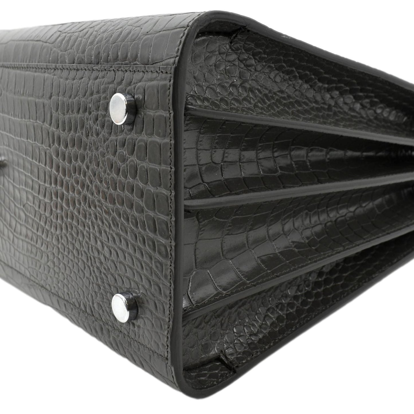 YVES SAINT LAURENT Sac de Jour Crocodile-Embossed Satchel Bag Grey