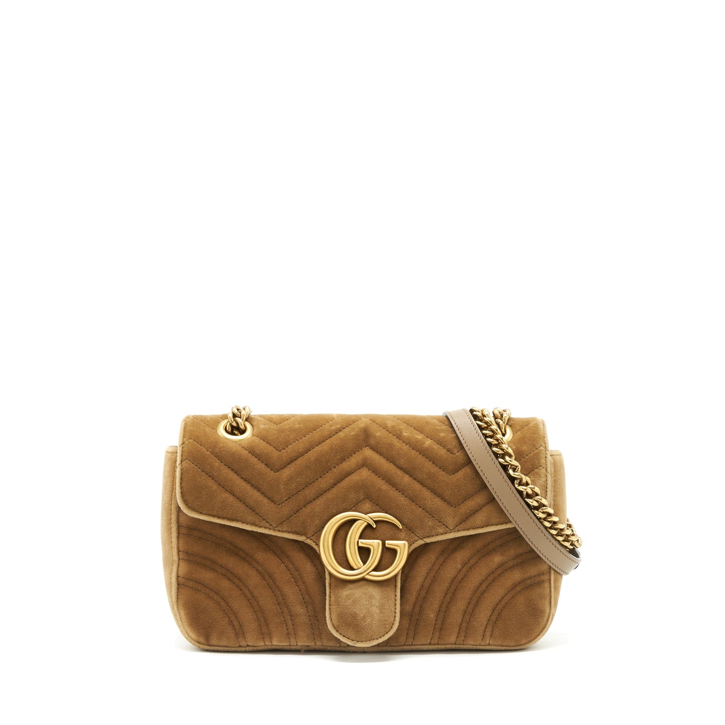 Gucci Marmont bag velvet gold tan