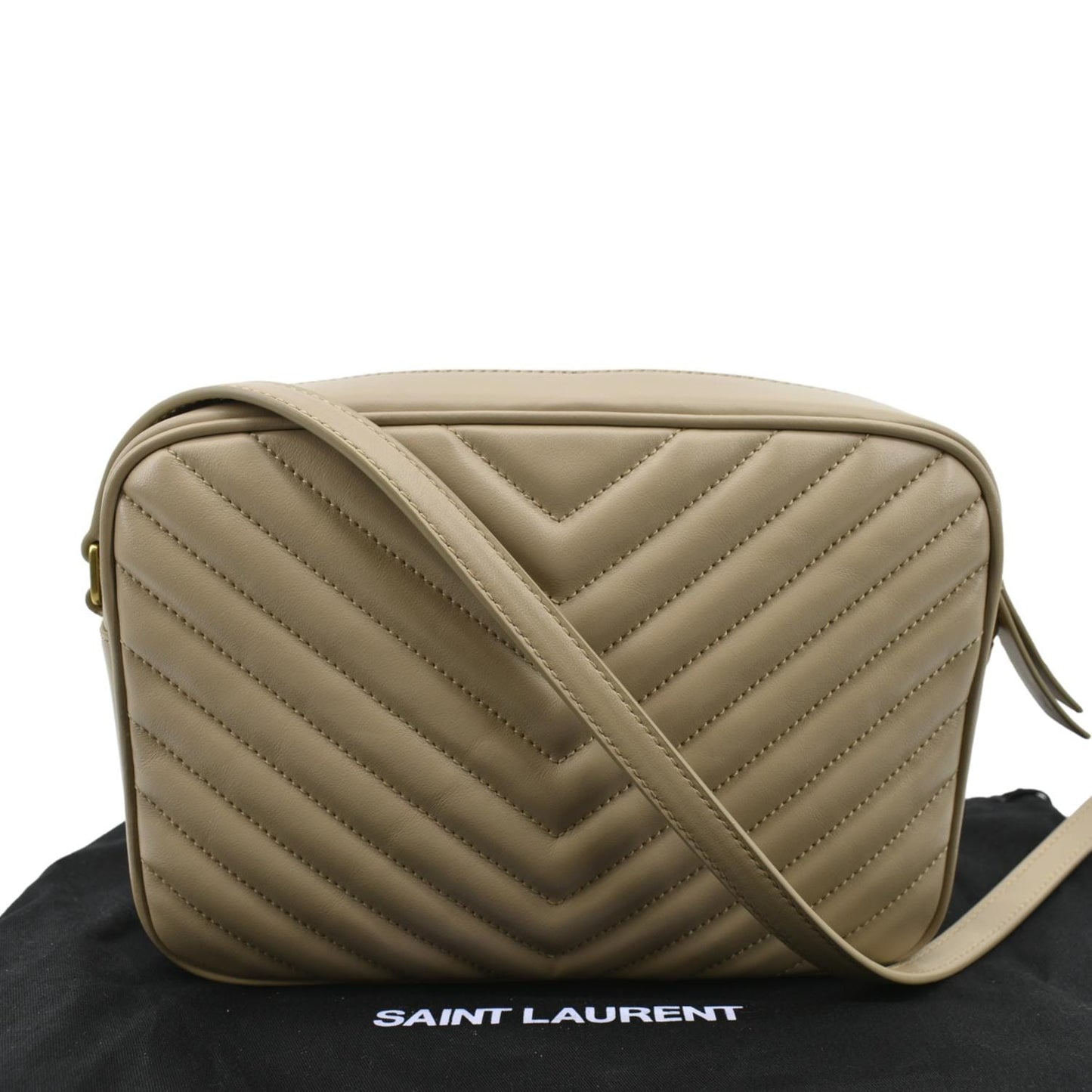 YVES SAINT LAURENT Lou Camera Chevron Leather Crossbody Bag Creme