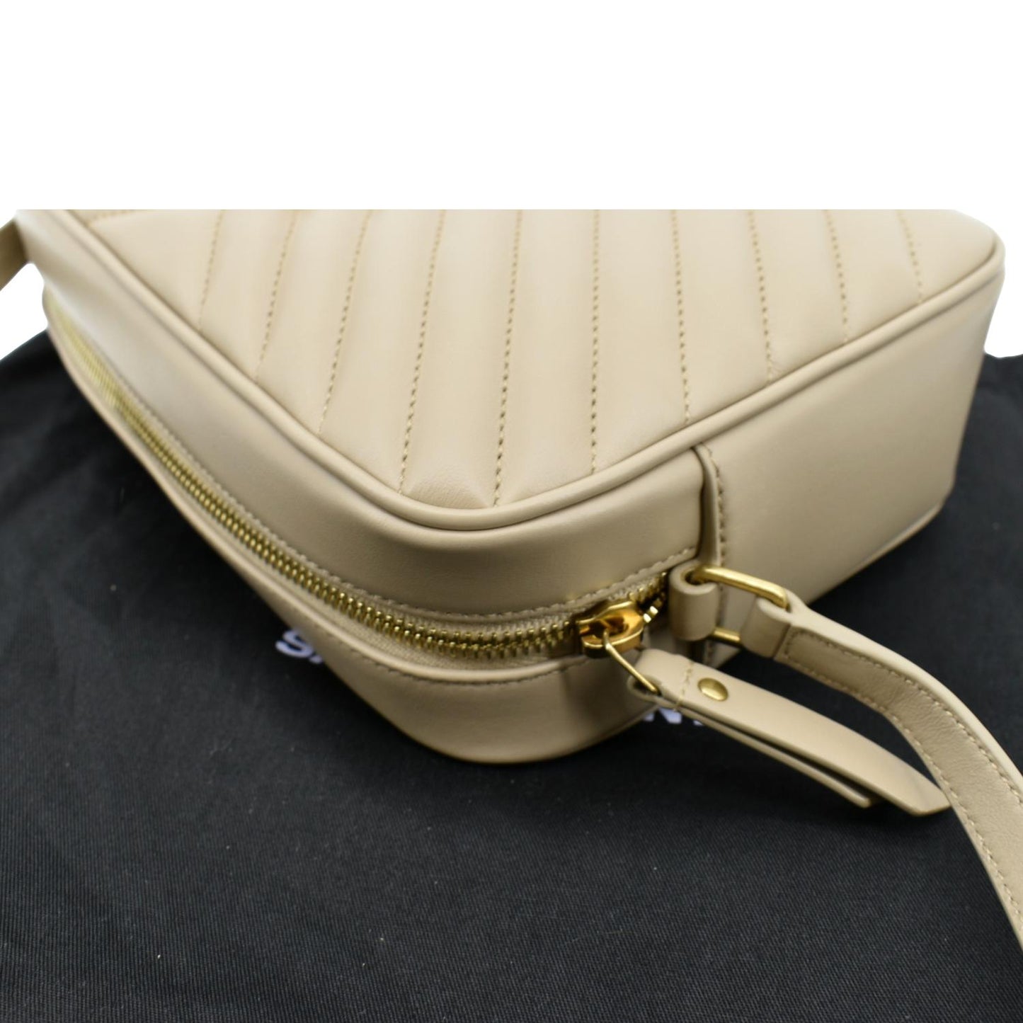 YVES SAINT LAURENT Lou Camera Chevron Leather Crossbody Bag Creme