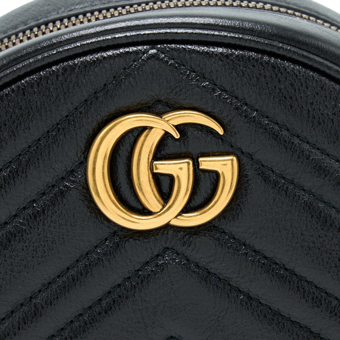 Gucci GG Mormont Round Shoulder Bag Calfskin Black