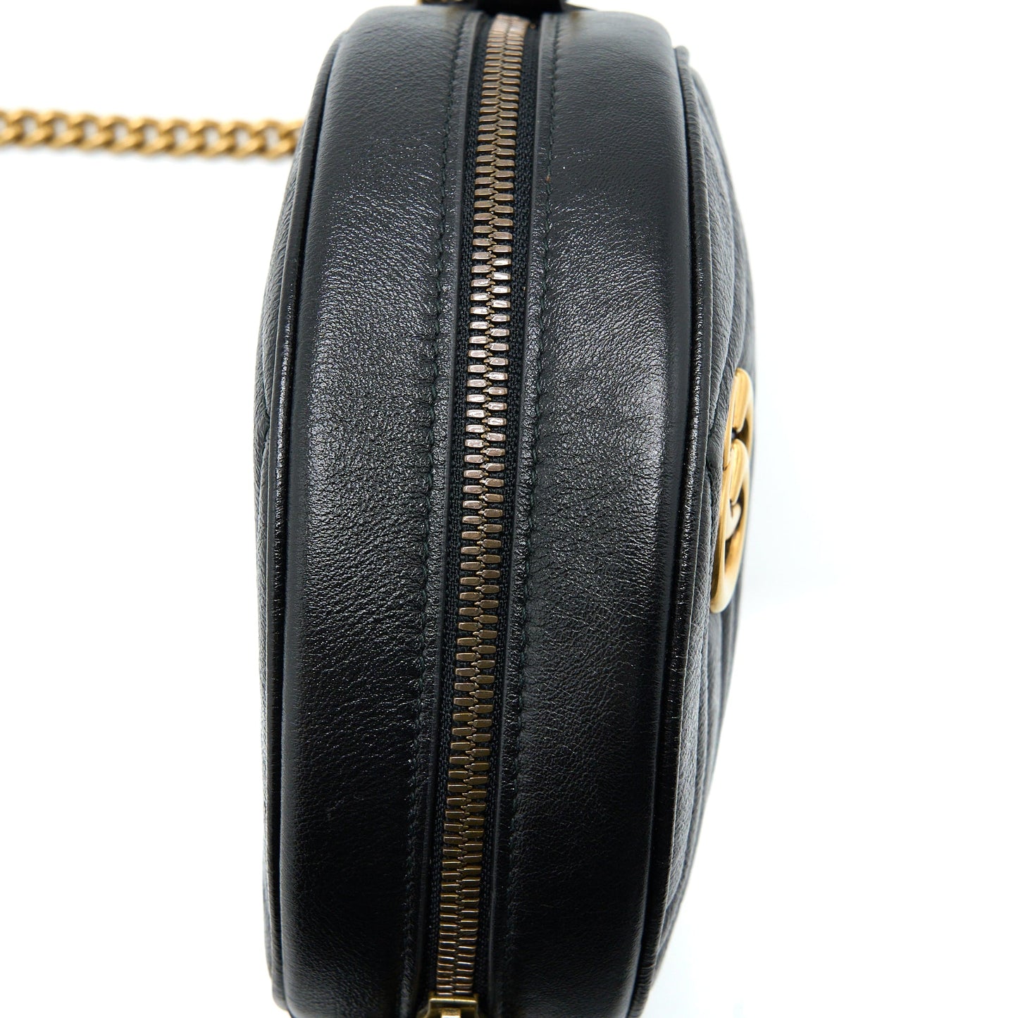 Gucci GG Mormont Round Shoulder Bag Calfskin Black