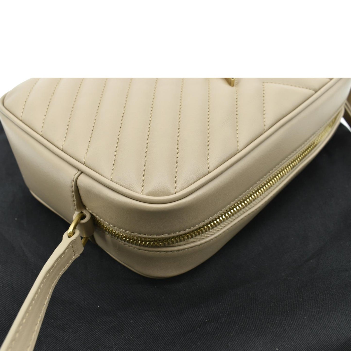 YVES SAINT LAURENT Lou Camera Chevron Leather Crossbody Bag Creme