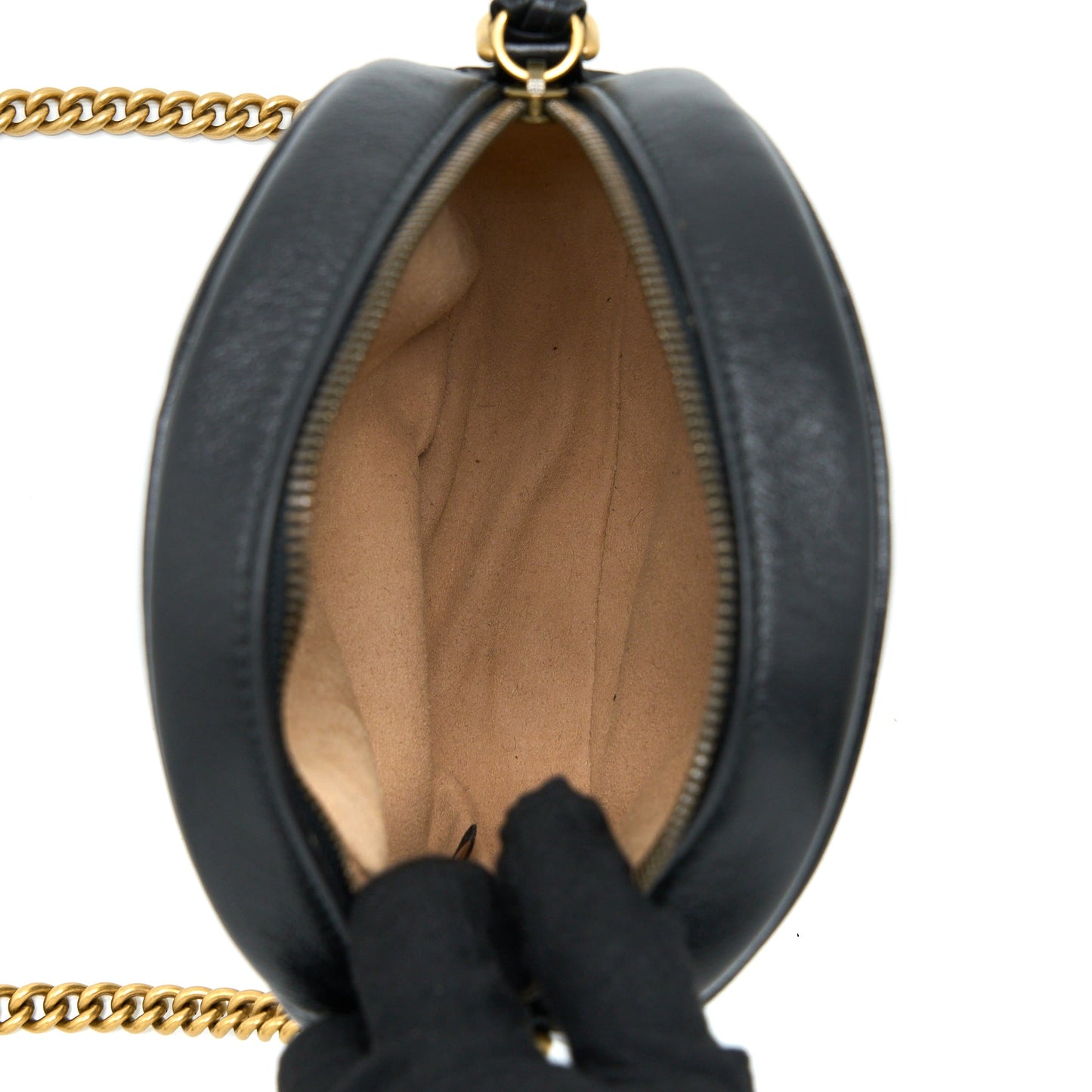 Gucci GG Mormont Round Shoulder Bag Calfskin Black