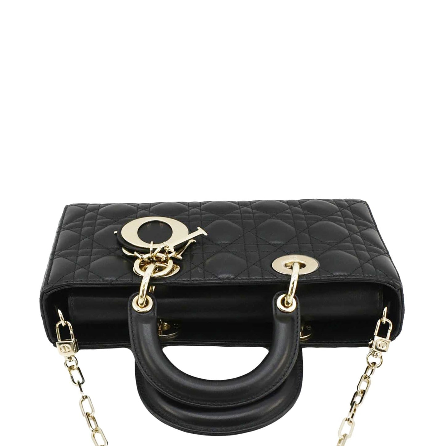 CHRISTIAN DIOR Lady D-Joy Medium Cannage Leather Shoulder Bag Black