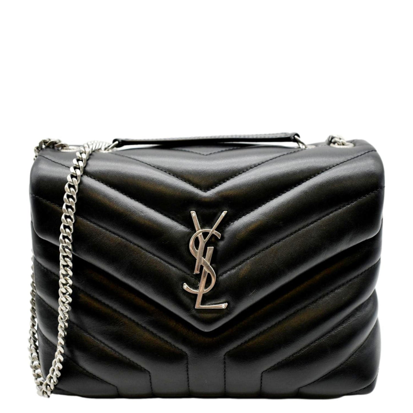YVES SAINT LAURENT Loulou Small Matelasse Leather Chain Shoulder Bag Black