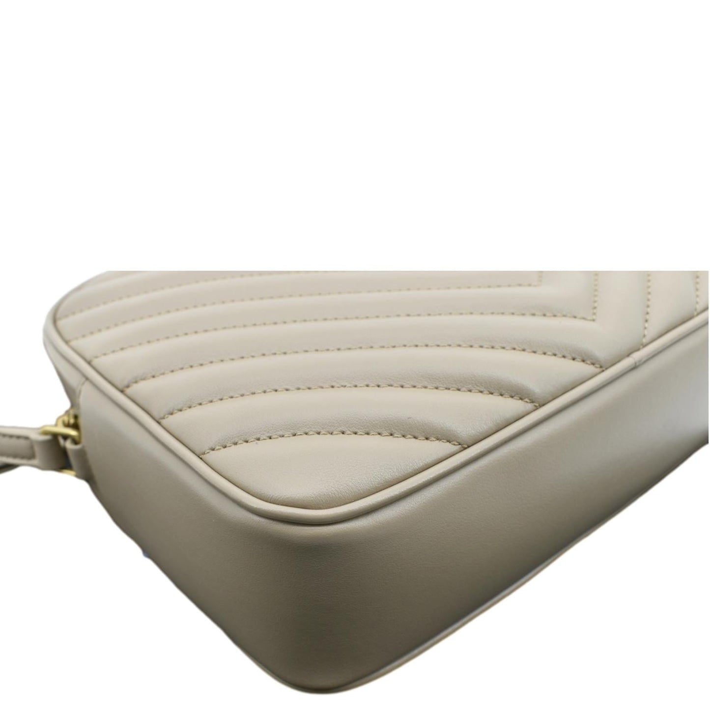 YVES SAINT LAURENT Lou Camera Chevron Leather Crossbody Bag Creme