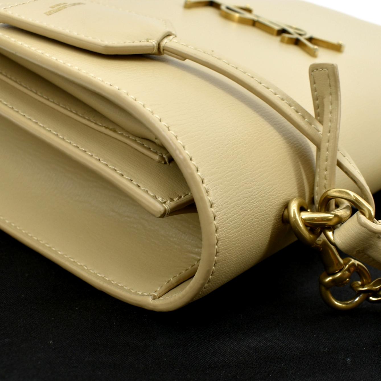 YVES SAINT LAURENT Monogram Sunset Medium Leather Shoulder Bag Beige