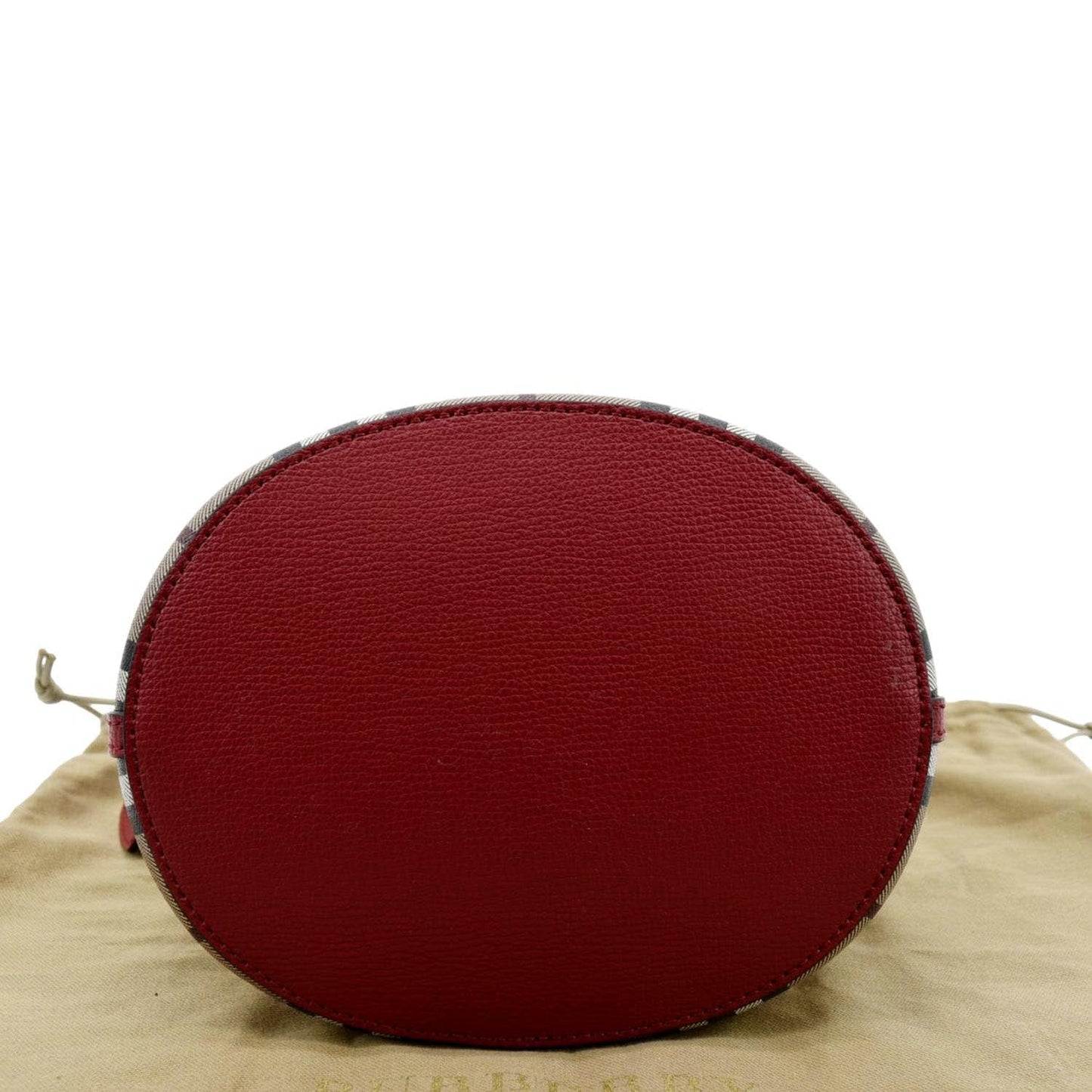 BURBERRY Bucket Haymarket Check Canvas Crossbody Bag Beige
