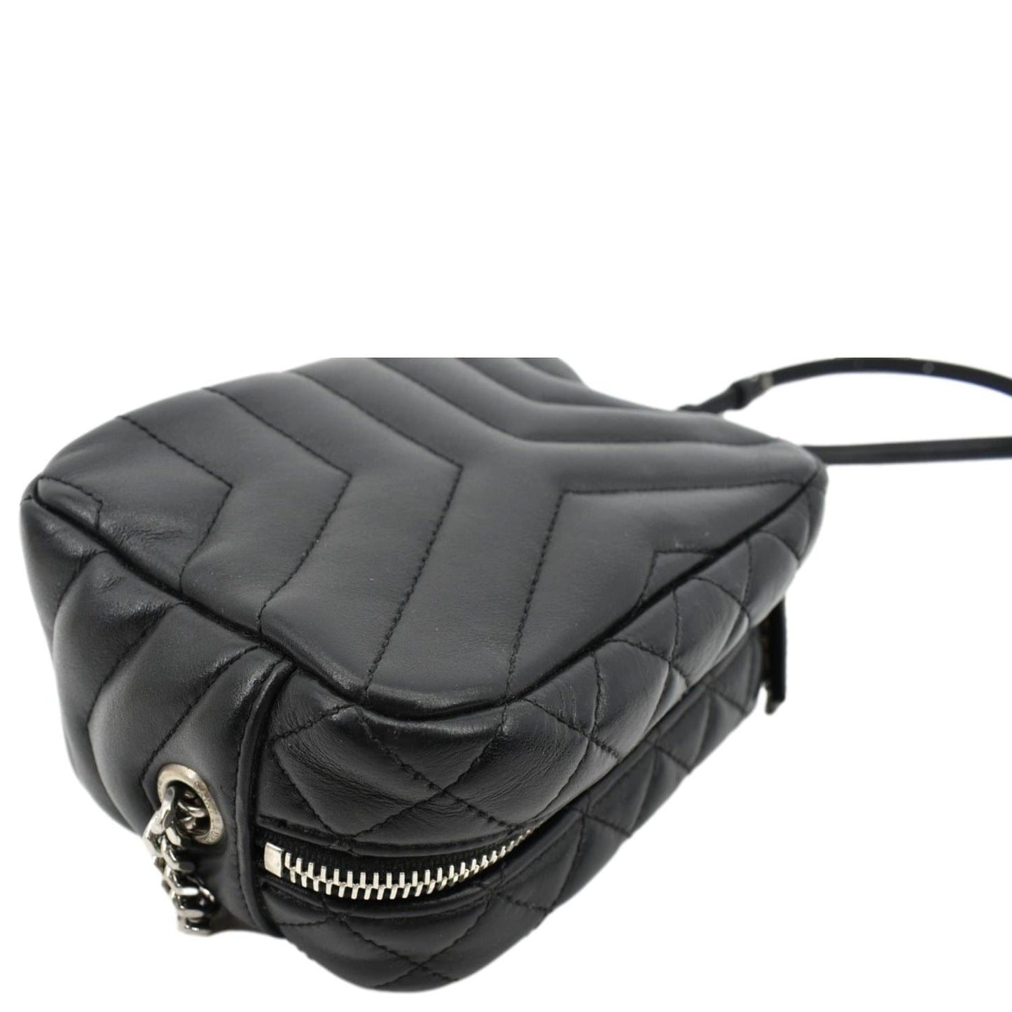 YVES SAINT LAURENT Y Mini Quilted Calfskin Leather Camera Bag Black
