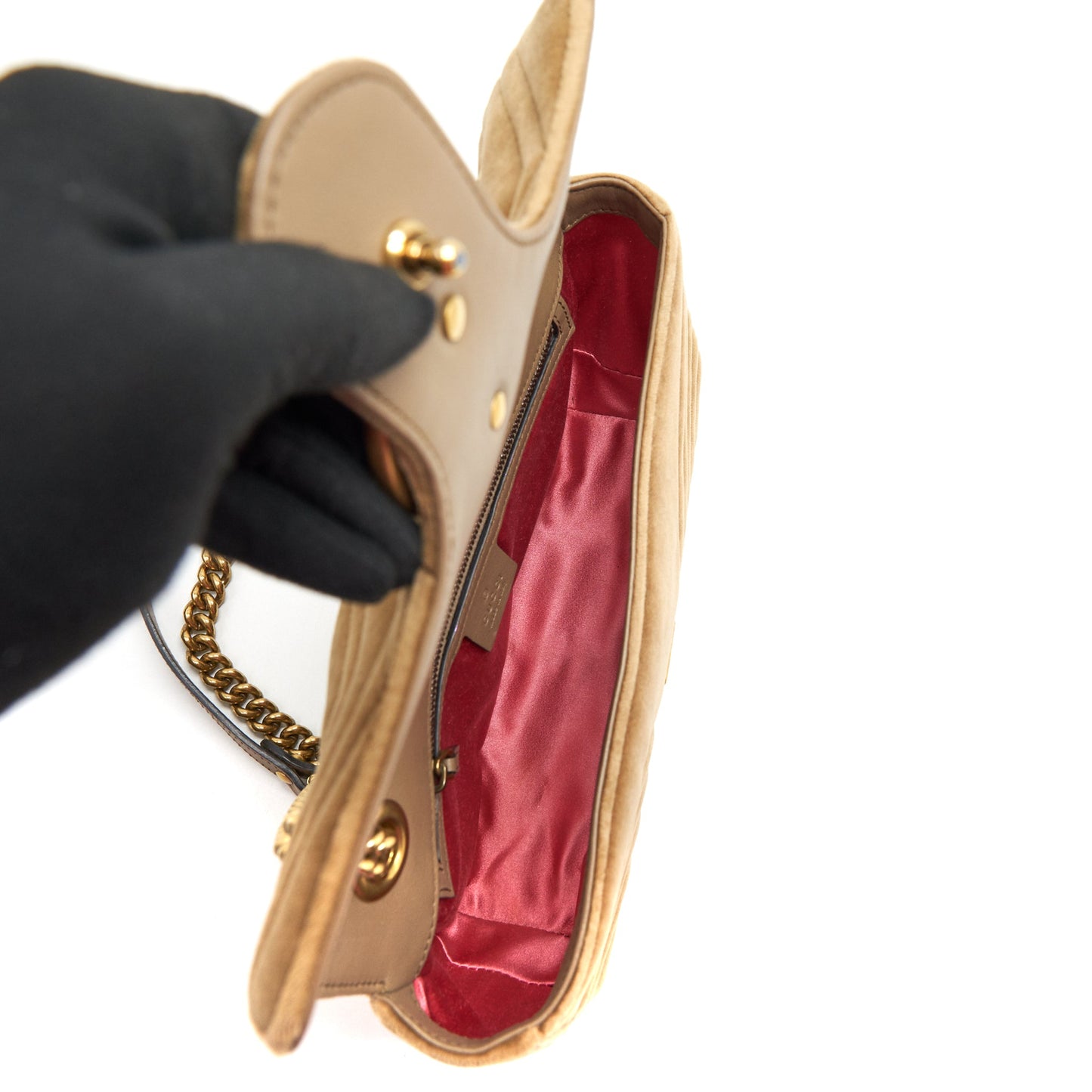 Gucci Marmont bag velvet gold tan