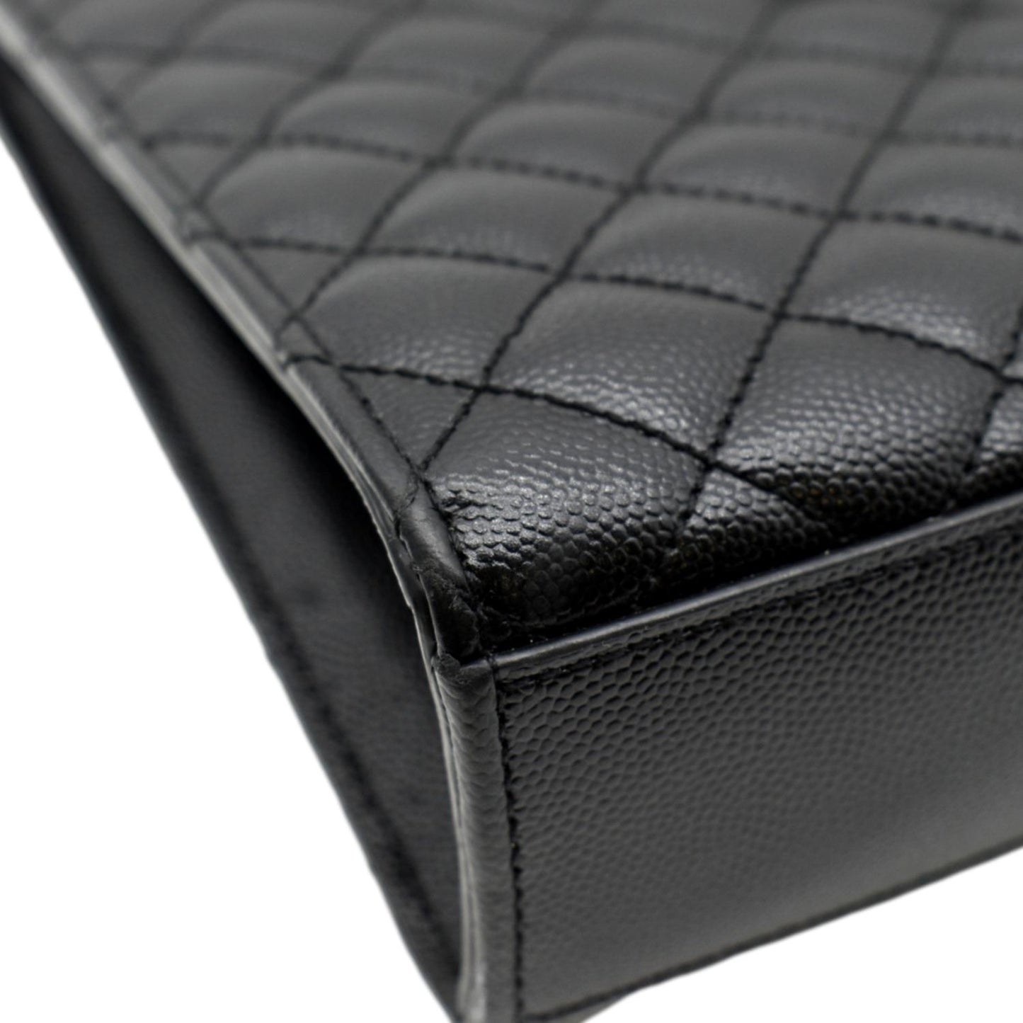 YVES SAINT LAURENT Large Envelope Calfskin Leather Chain Shoulder Bag Black