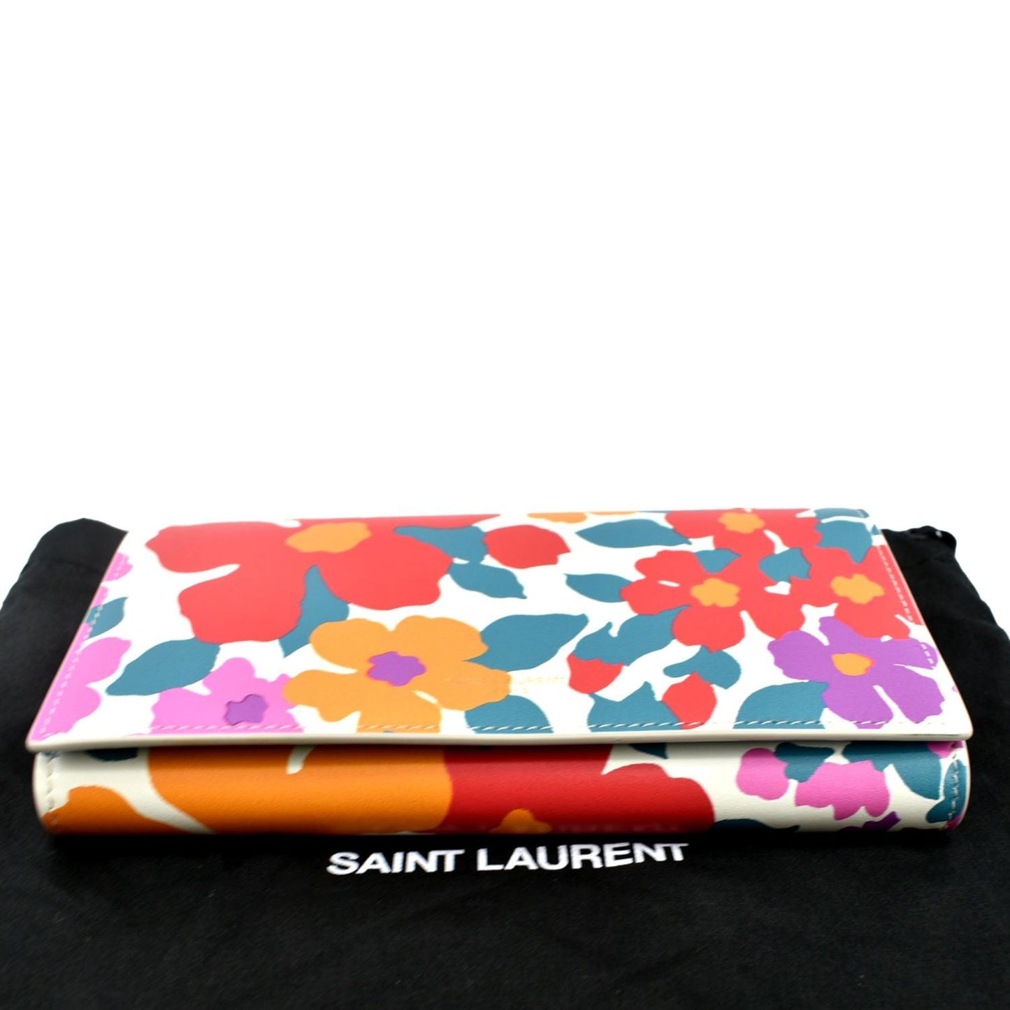 YVES SAINT LAURENT Floral Print Leather Shoulder Bag Multicolor