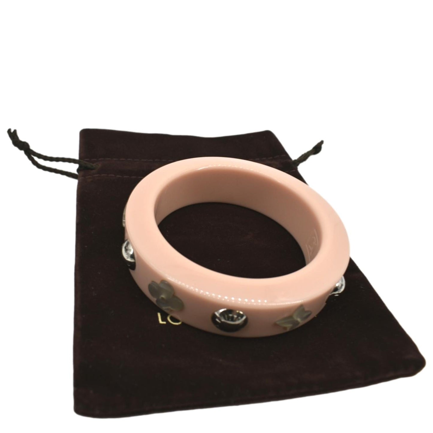 LOUIS VUITTON Monogram Flower Light Pink Bangle Bracelet