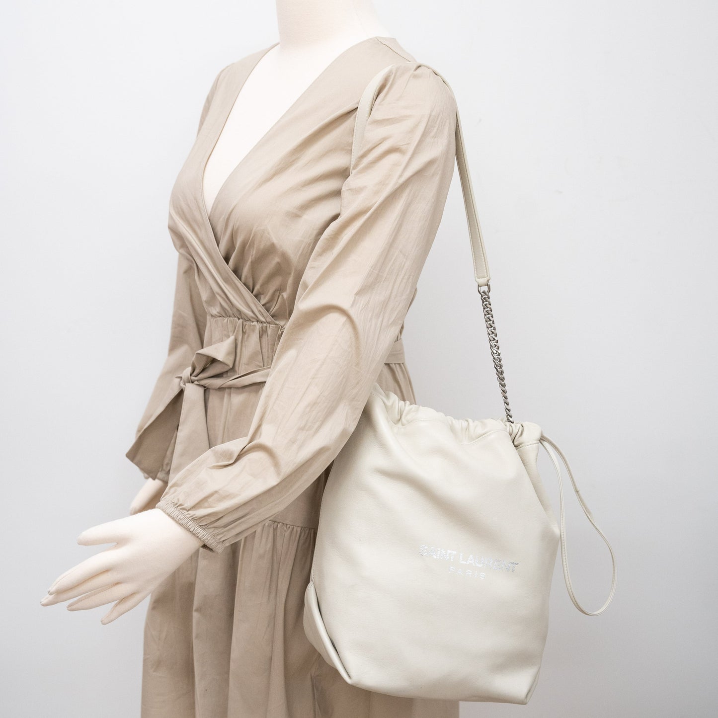 Saint Laurent Bucket Bag Cream