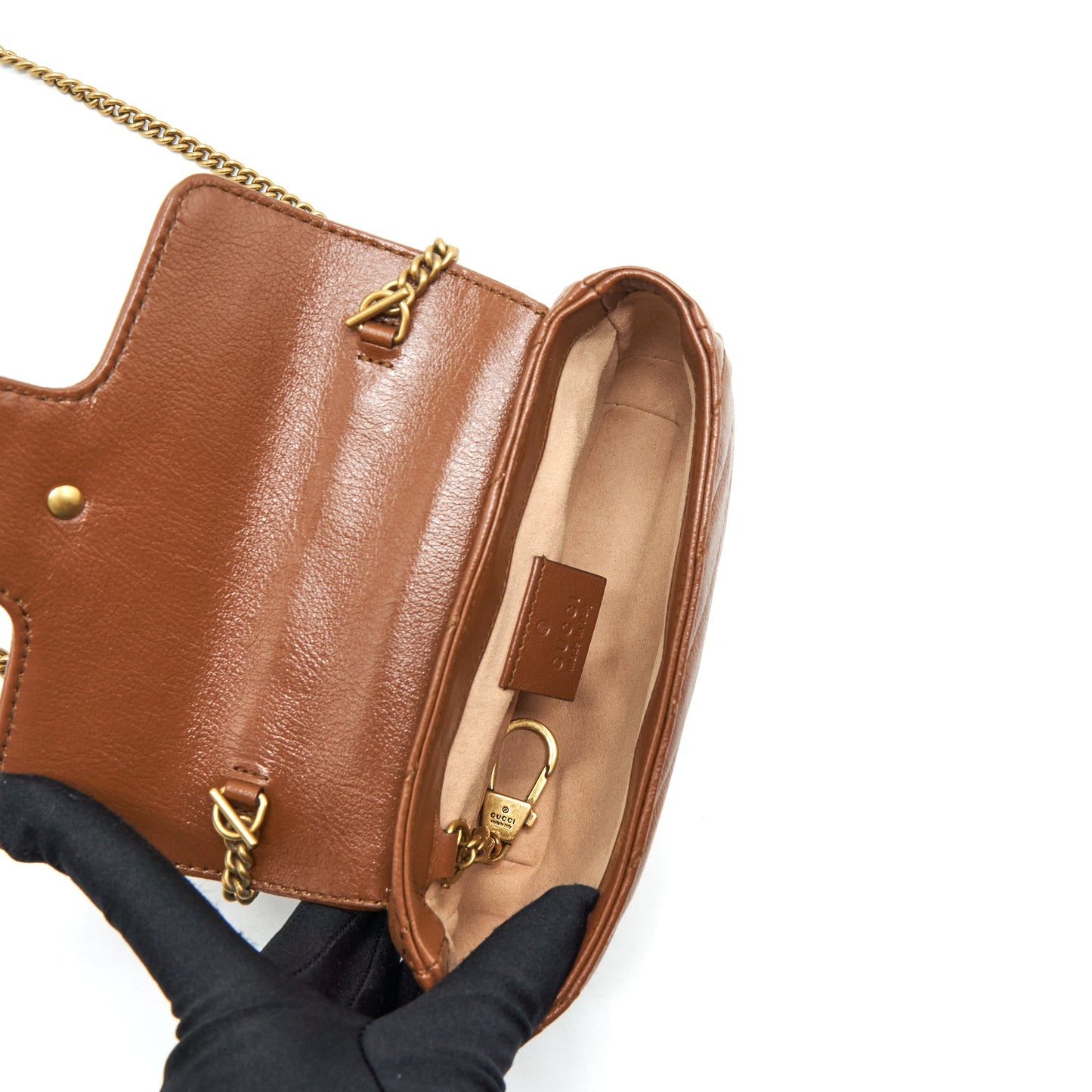 Gucci GG Marmont Matelasse Super Mini Bag Brown