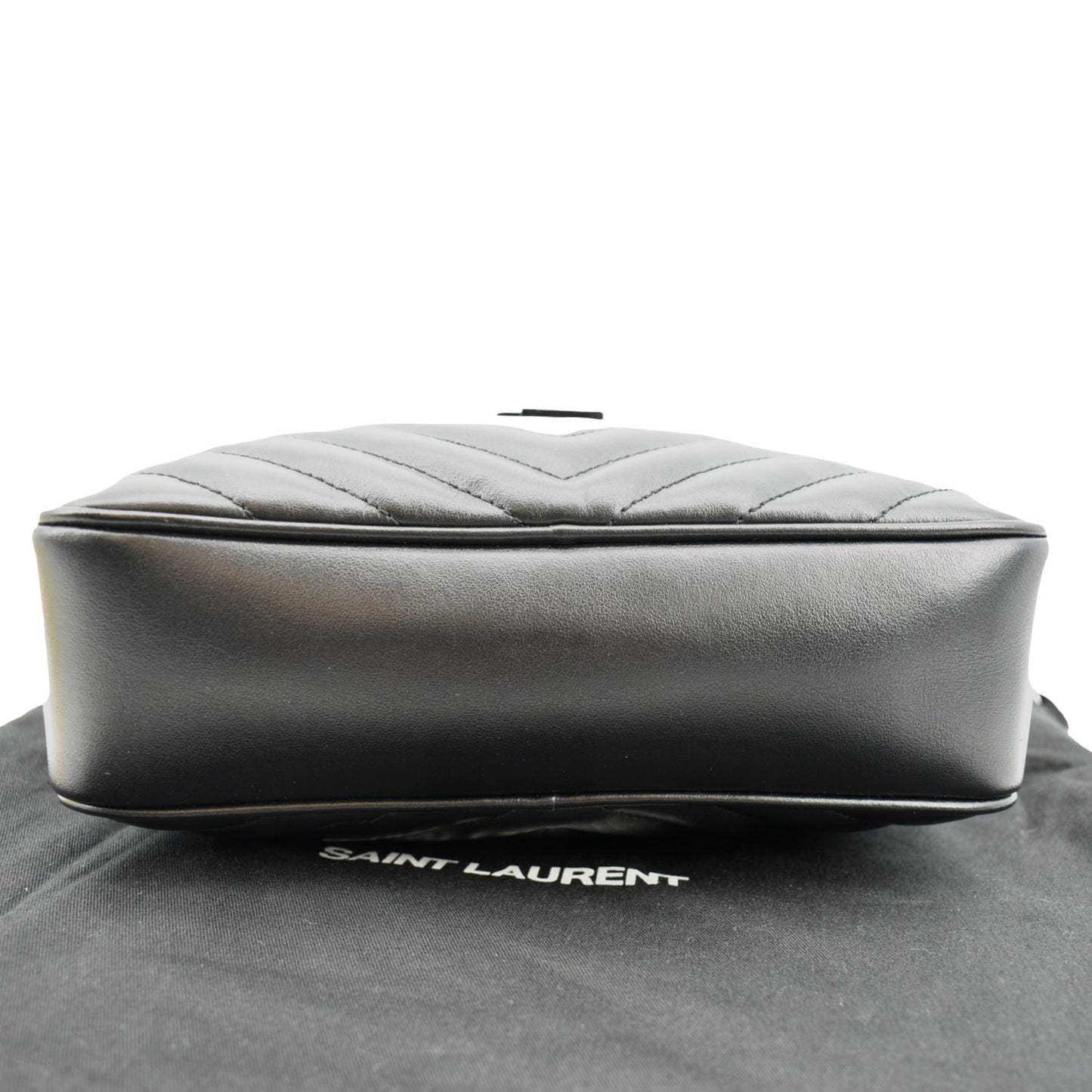 YVES SAINT LAURENT Lou Chevron Leather Camera Crossbody Bag Black