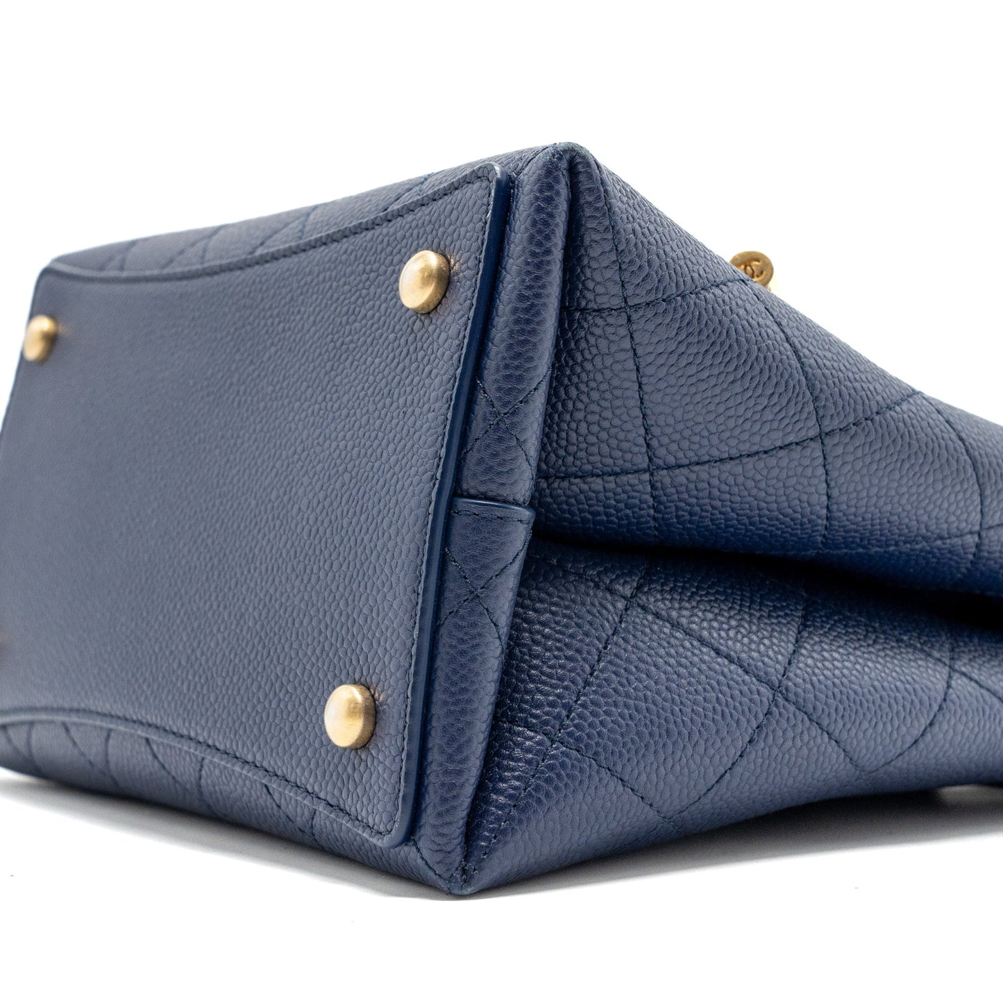 Chanel Top Handle Drawstring Bucket Bag Caviar Navy