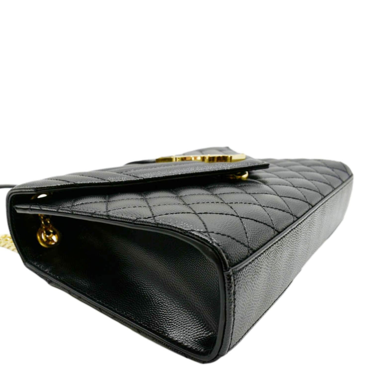 YVES SAINT LAURENT Medium Envelope Leather Chain Shoulder Bag Black