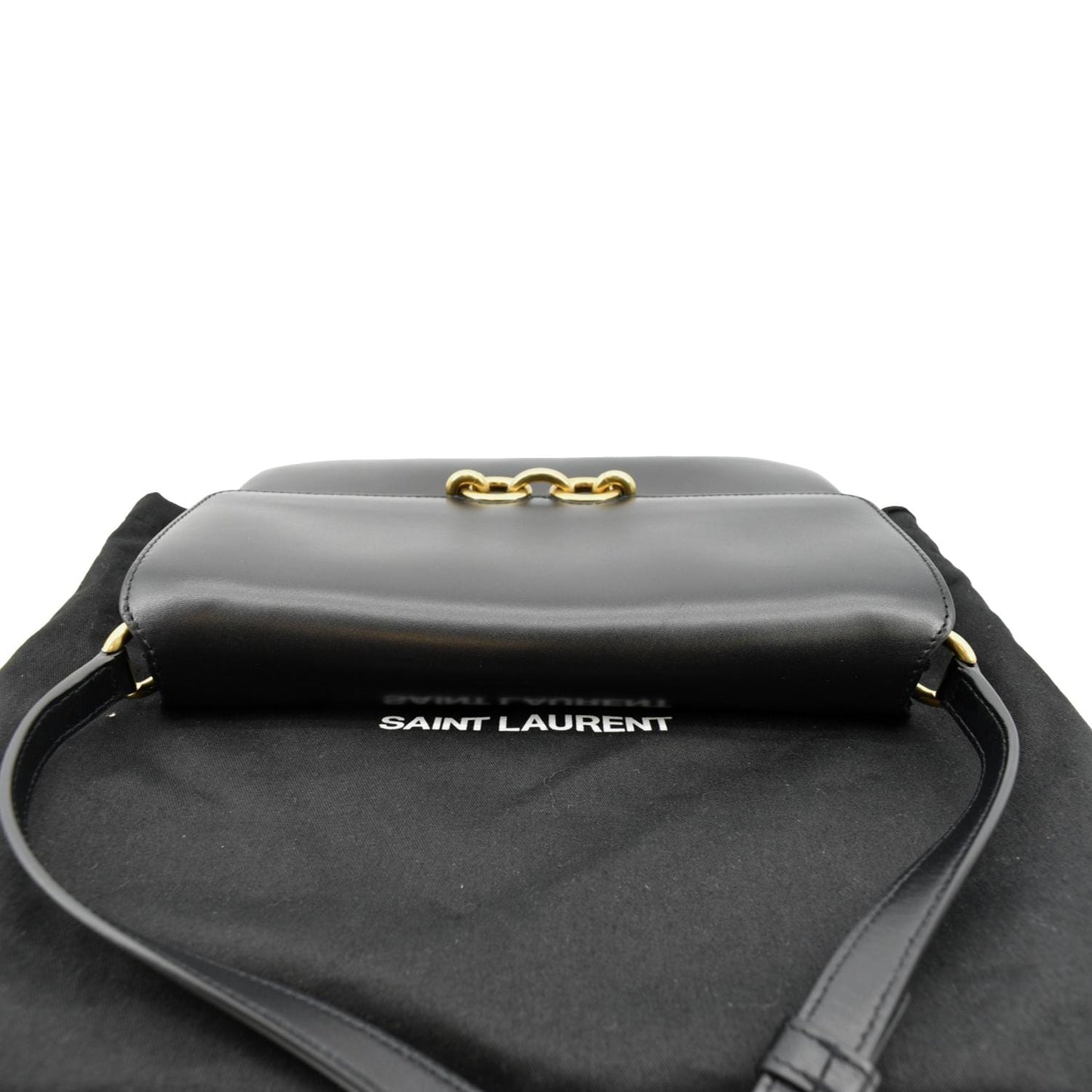 YVES SAINT LAURENT Le Maillon Smooth Leather Shoulder Bag Black