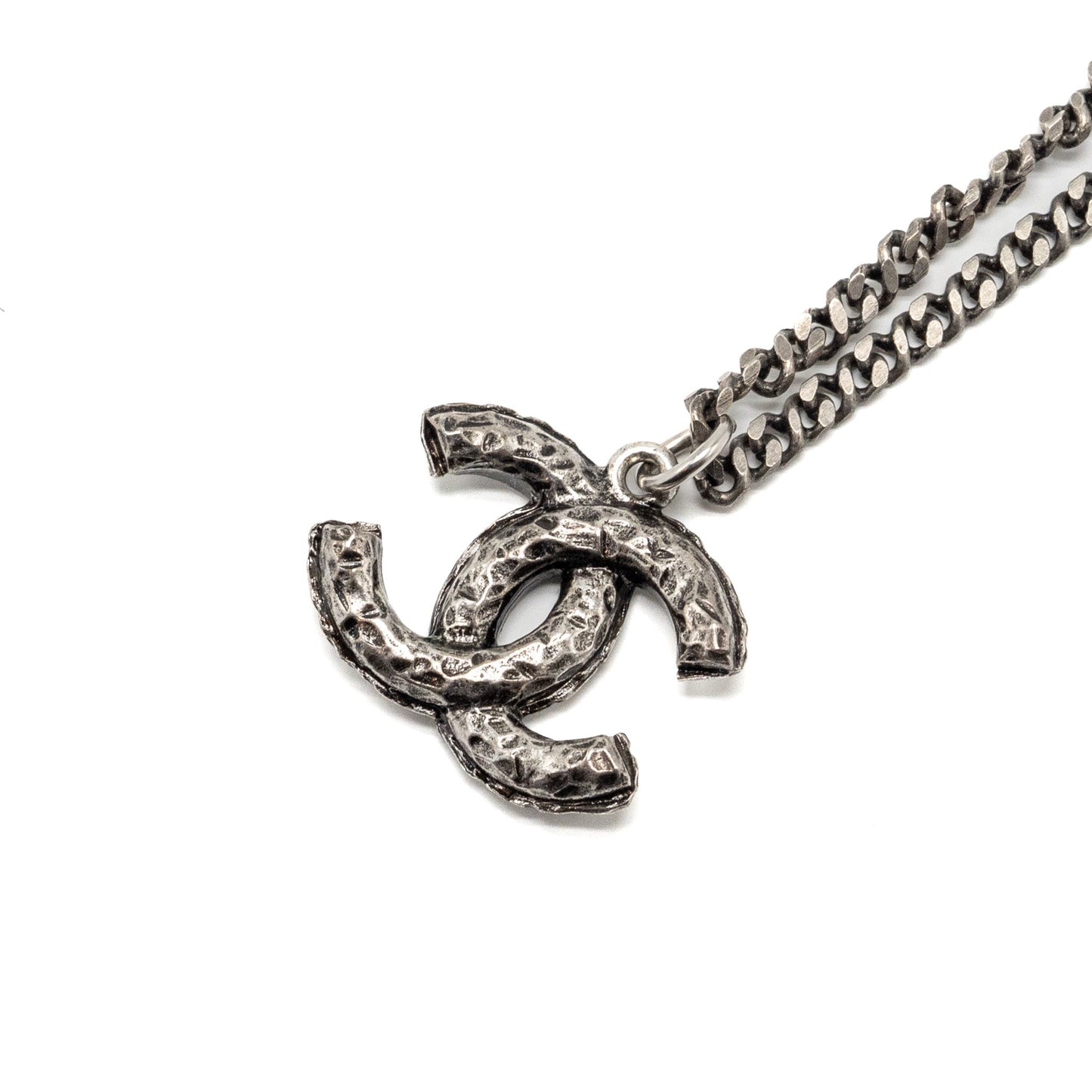 Chanel cc logo necklace crystal/pearl ruthenium hardware