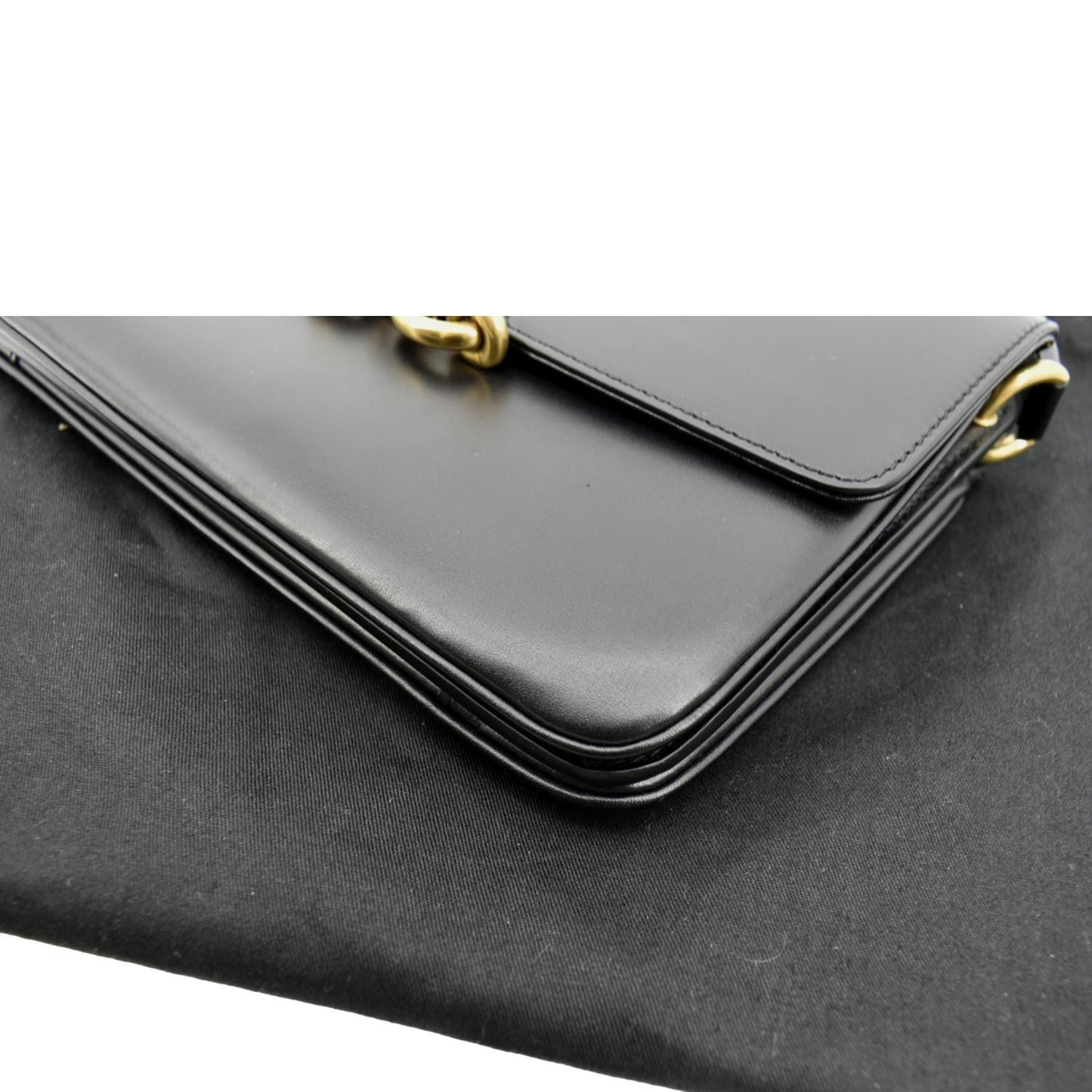 YVES SAINT LAURENT Le Maillon Smooth Leather Shoulder Bag Black