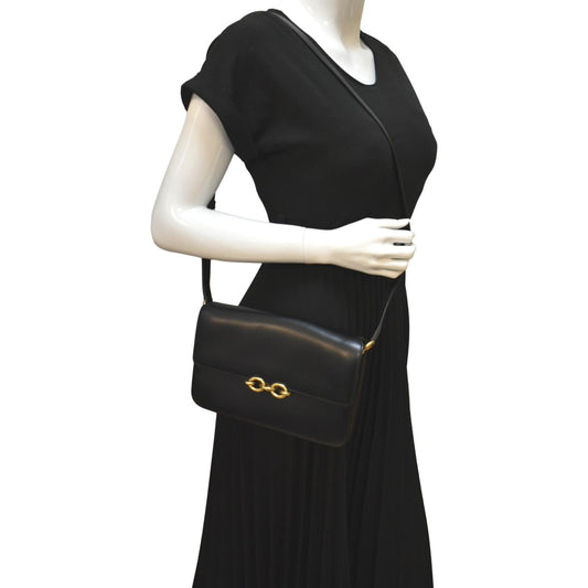YVES SAINT LAURENT Le Maillon Smooth Leather Shoulder Bag Black