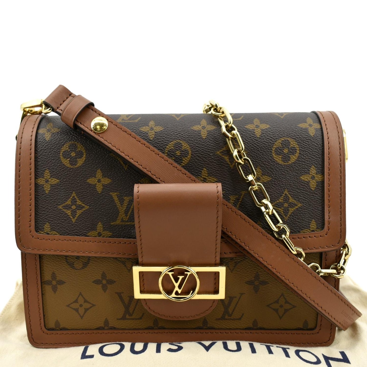 LOUIS VUITTON Dauphine MM Monogram Reverse Canvas Shoulder Bag Brown