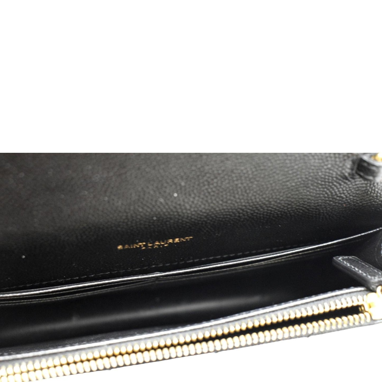 YVES SAINT LAURENT Cassandre Matelasse Chain Wallet Crossbody Bag Black