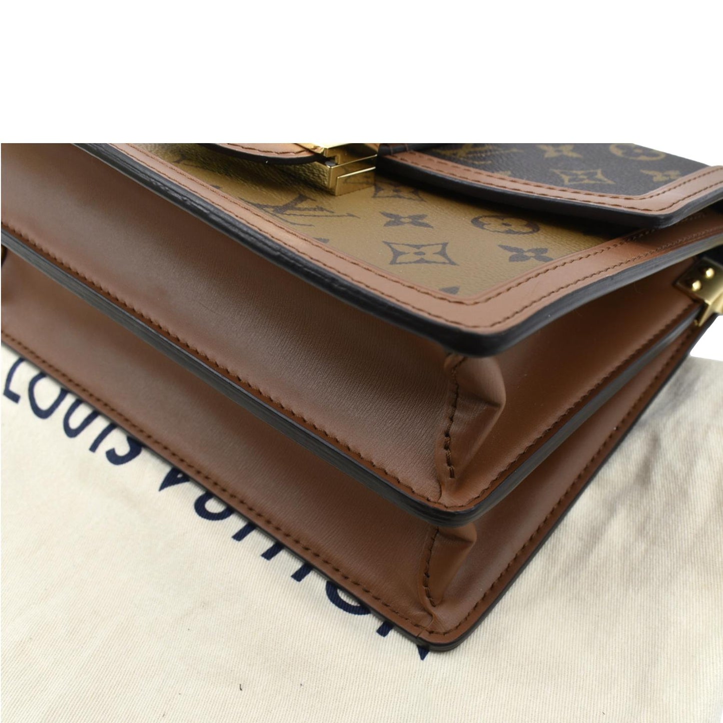 LOUIS VUITTON Dauphine MM Monogram Reverse Canvas Shoulder Bag Brown
