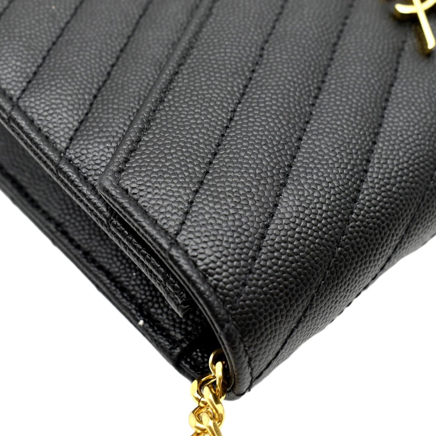 YVES SAINT LAURENT Cassandre Matelasse Chain Wallet Crossbody Bag Black