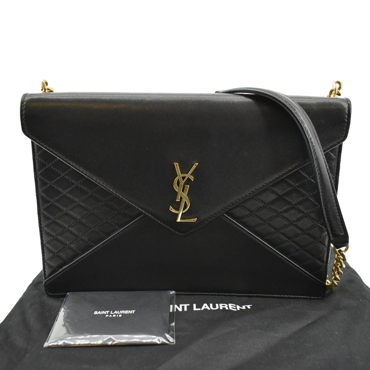 YVES SAINT LAURENT Gaby Quilted Lambskin Leather Shoulder Bag Black