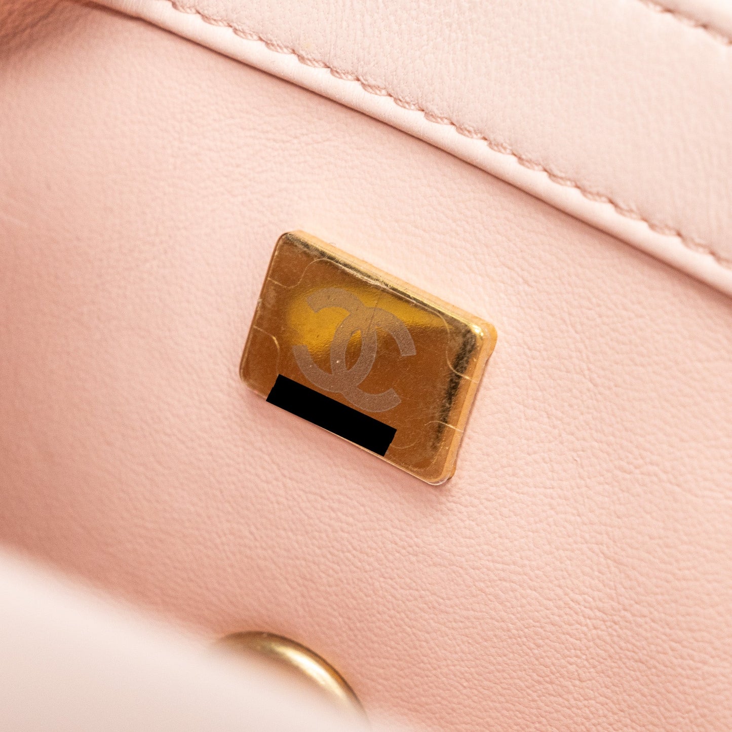 Chanel 23K pearl crush mini rectangular flap bag lambskin light pink (Microchip)