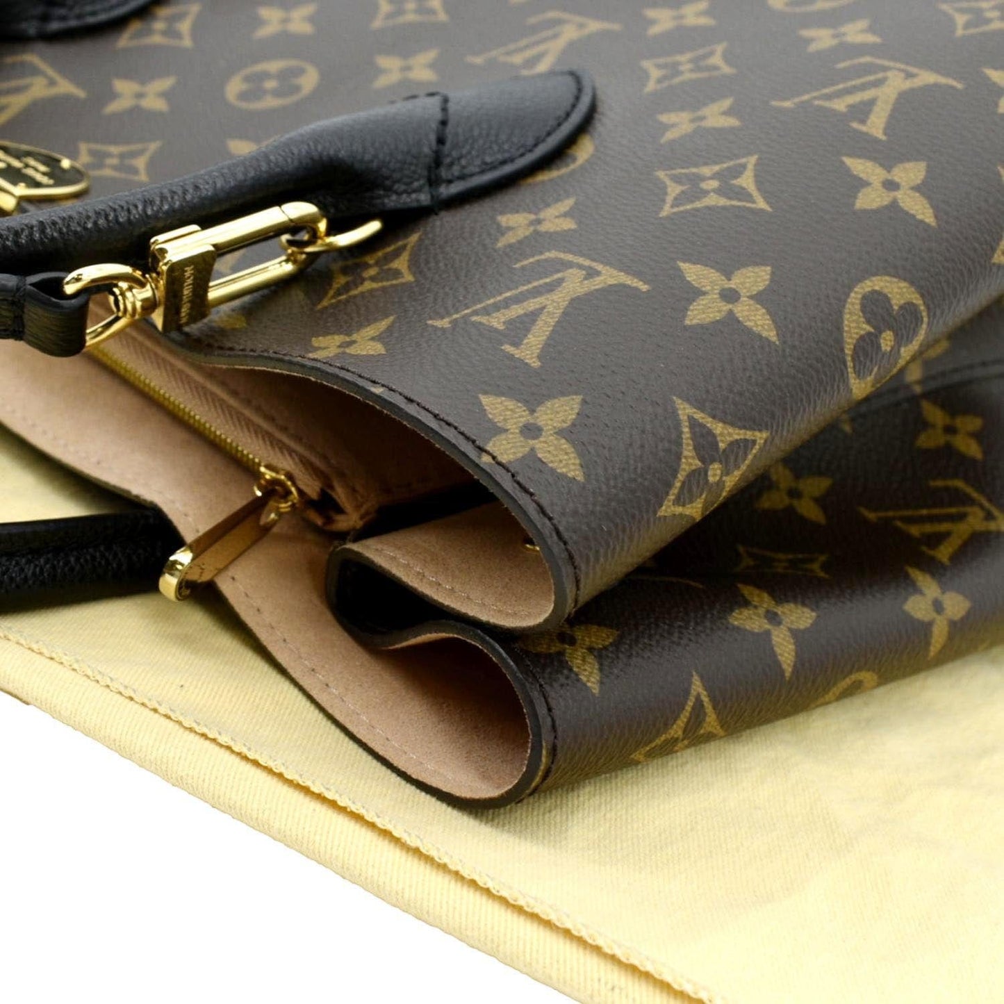LOUIS VUITTON Flandrin Monogram Canvas Tote Shoulder Bag Brown
