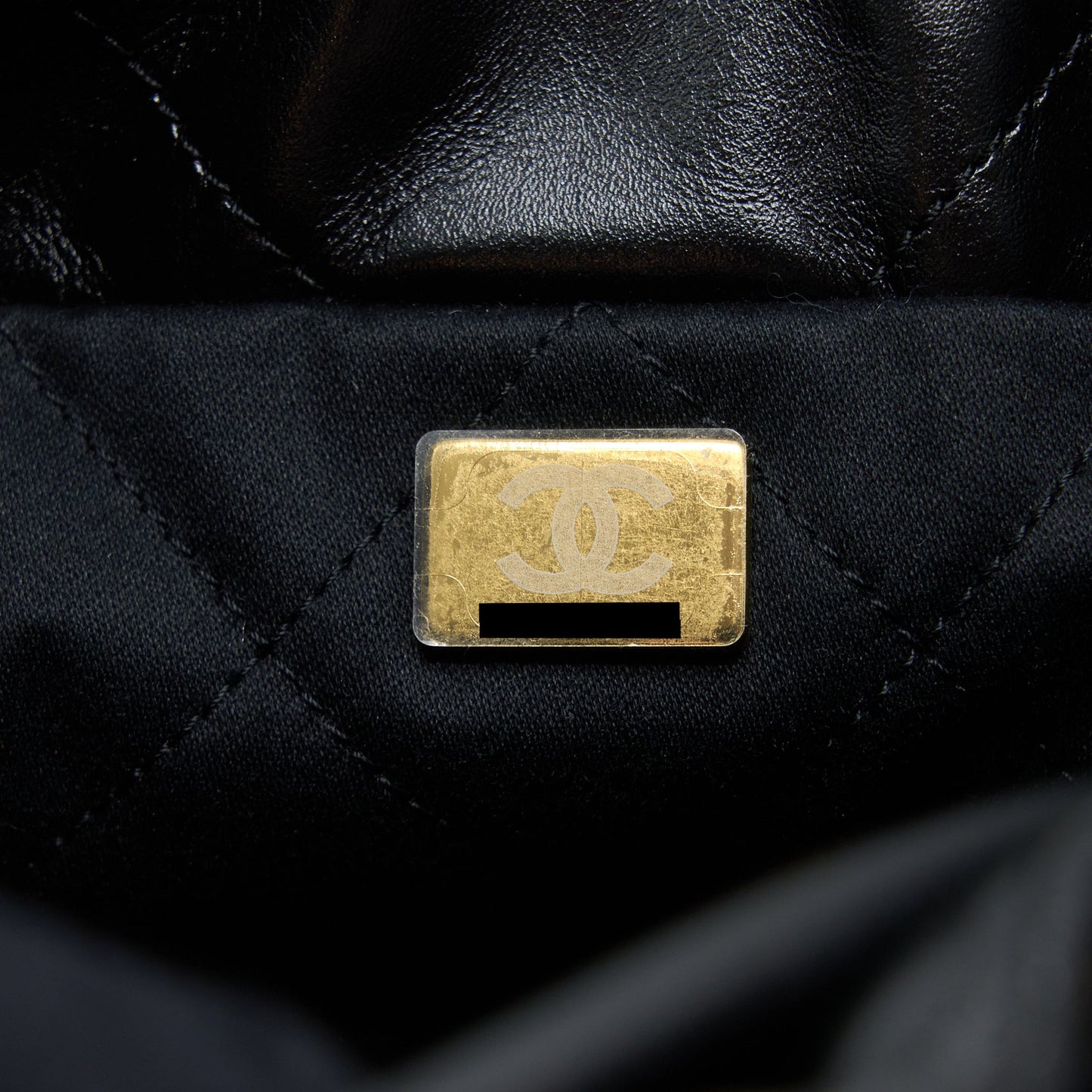 Chanel Mini 22 Bag Shiny Calfskin Black Brushed (Microchip)