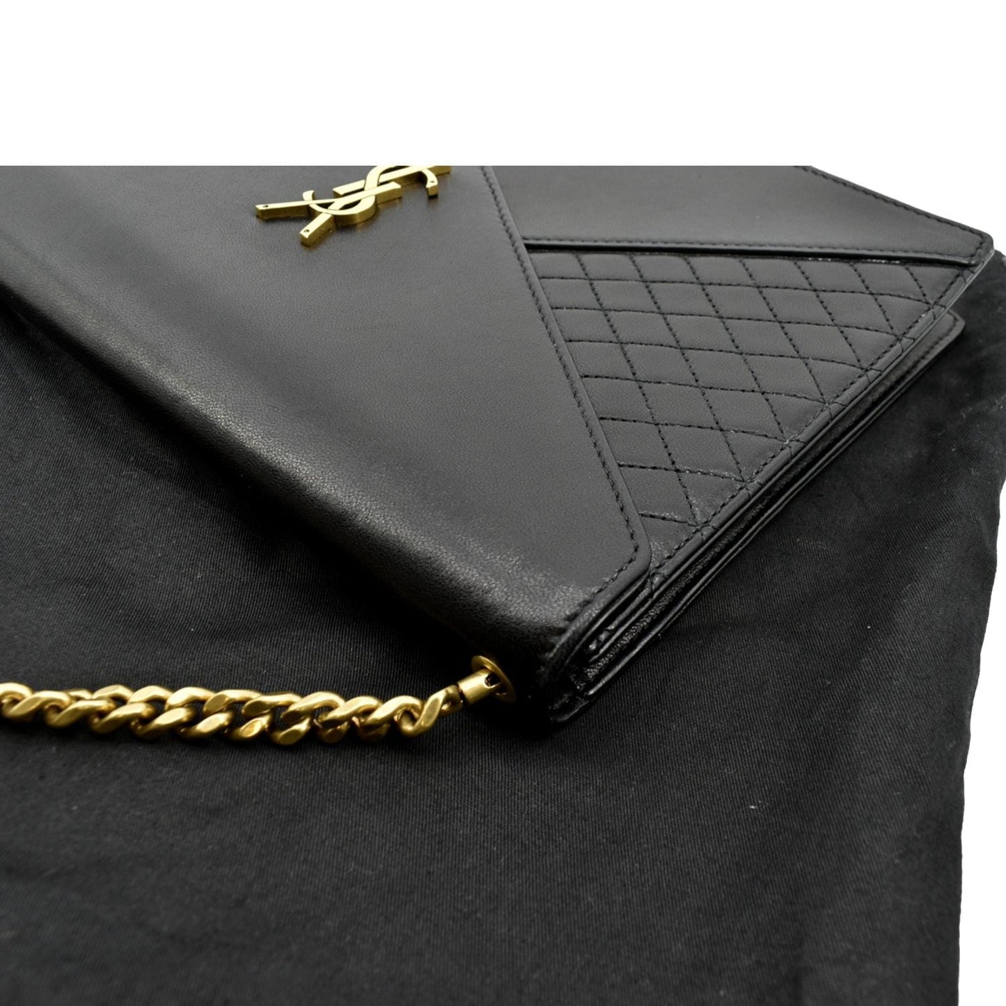YVES SAINT LAURENT Gaby Quilted Lambskin Leather Shoulder Bag Black