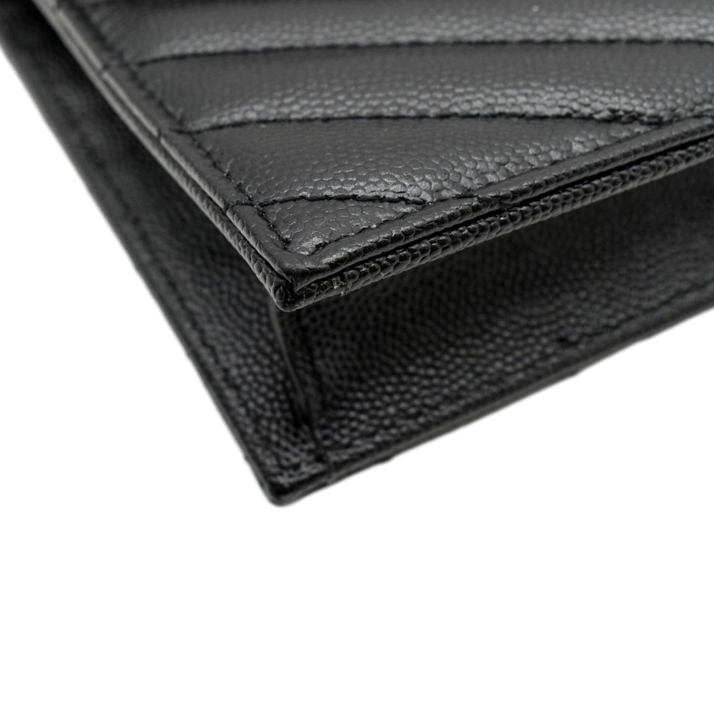 YVES SAINT LAURENT Cassandre Grain De Poudre Embossed Leather Chain Envelope Bag Black