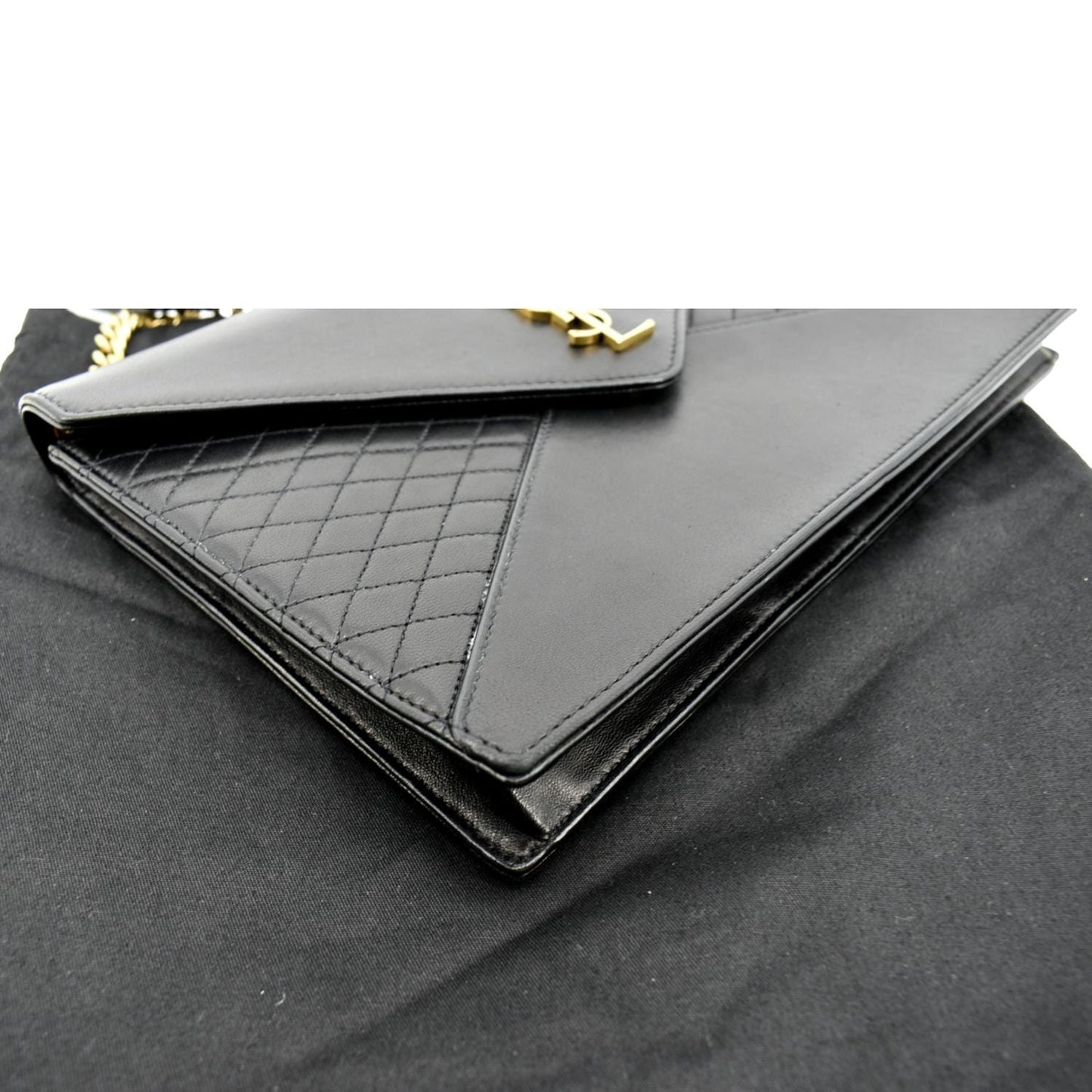 YVES SAINT LAURENT Gaby Quilted Lambskin Leather Shoulder Bag Black