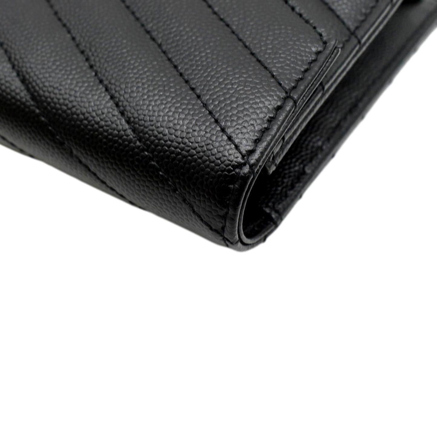 YVES SAINT LAURENT Cassandre Grain De Poudre Embossed Leather Chain Envelope Bag Black