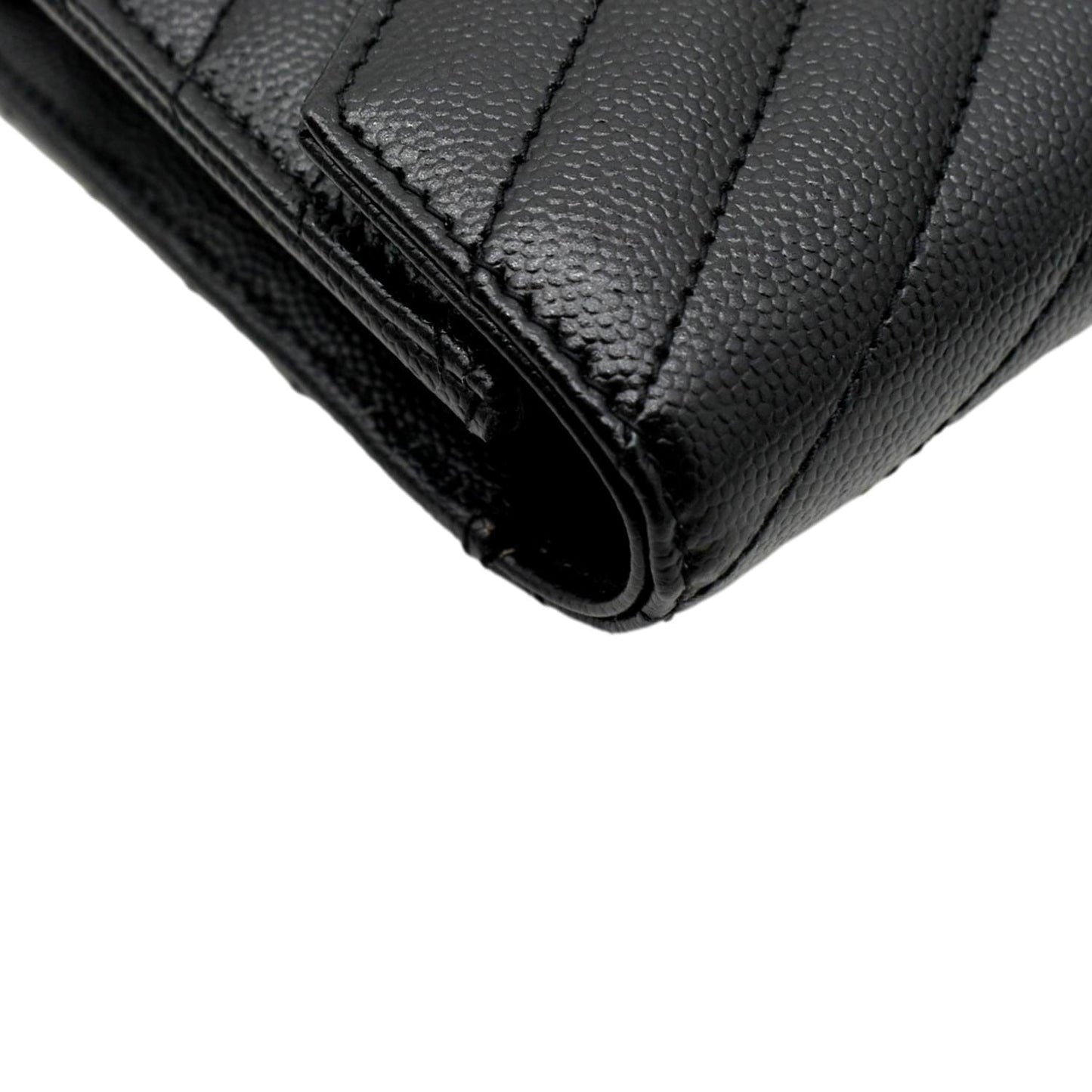 YVES SAINT LAURENT Cassandre Grain De Poudre Embossed Leather Chain Envelope Bag Black