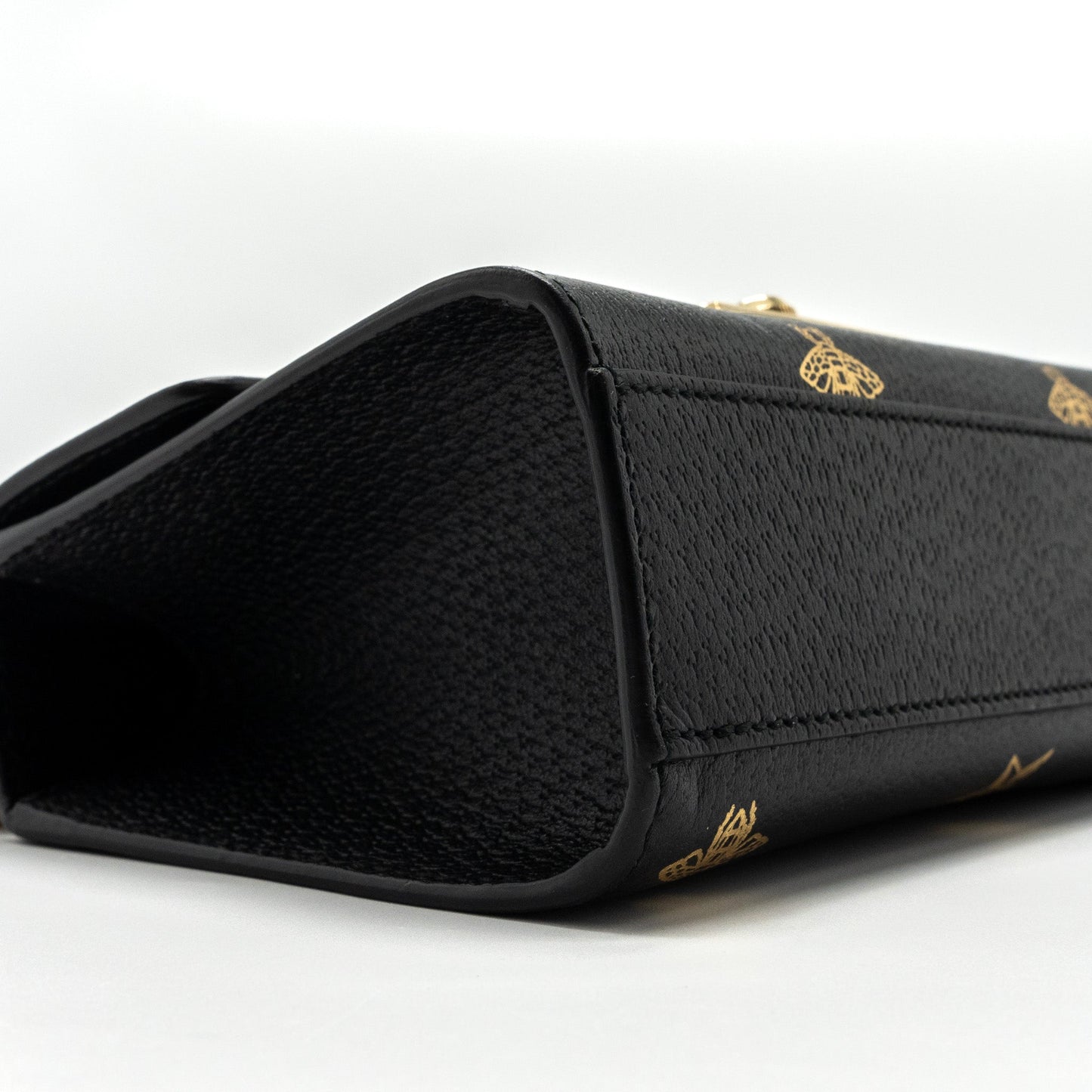 Gucci padlock chain bag bee print calfskin black