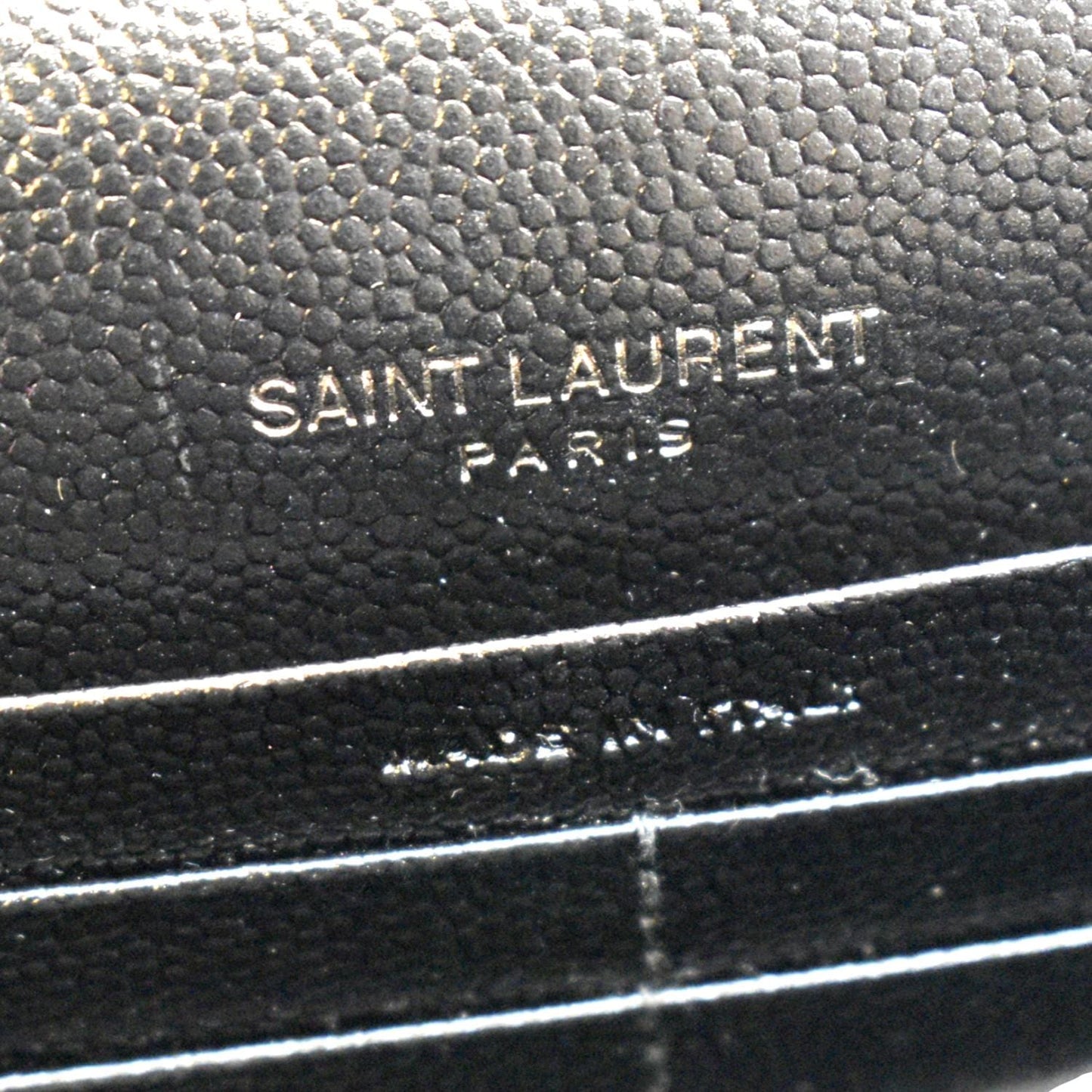 YVES SAINT LAURENT Cassandre Grain De Poudre Embossed Leather Chain Envelope Bag Black