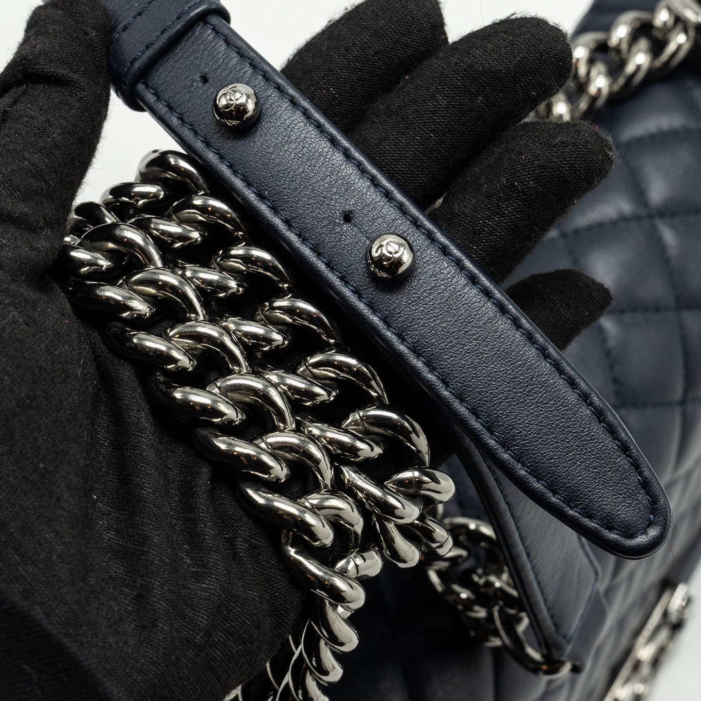 CHANEL Medium Boy Bag Calfskin Navy