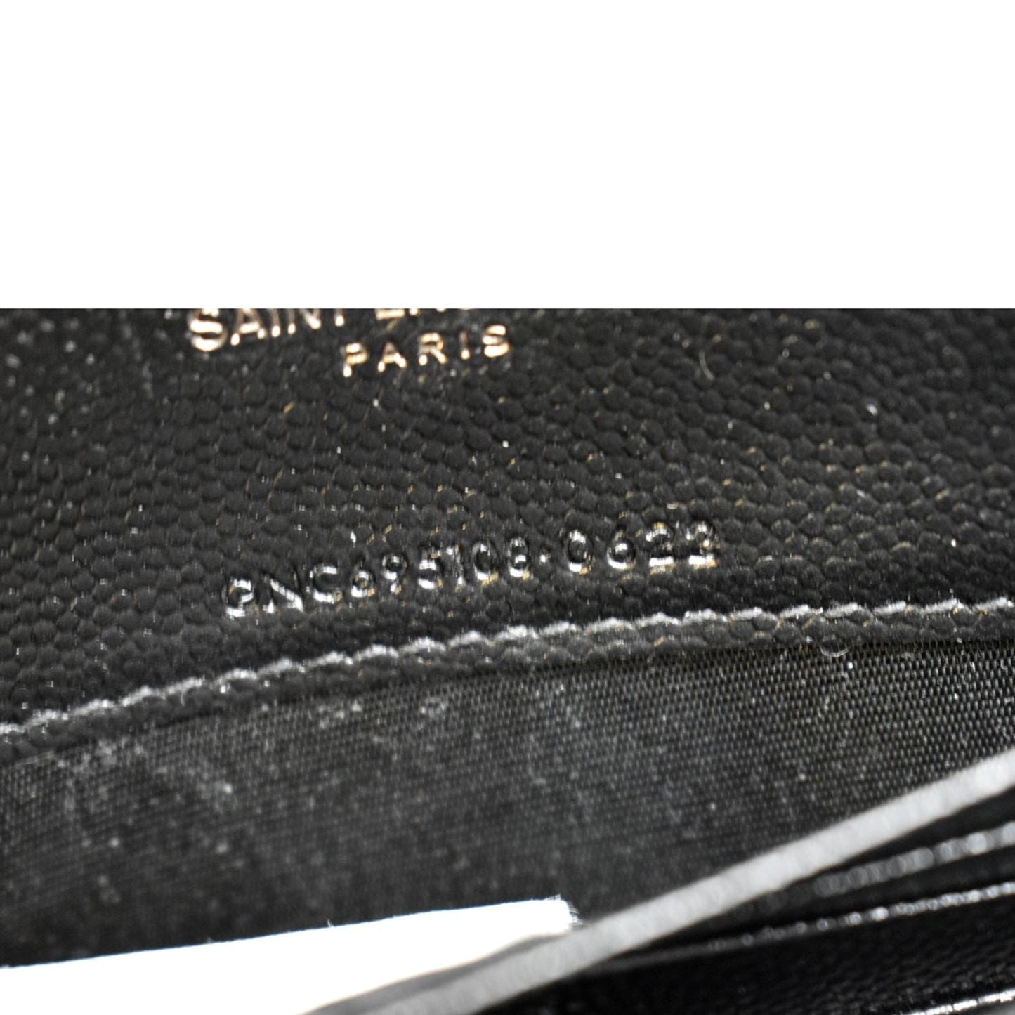 YVES SAINT LAURENT Cassandre Grain De Poudre Embossed Leather Chain Envelope Bag Black