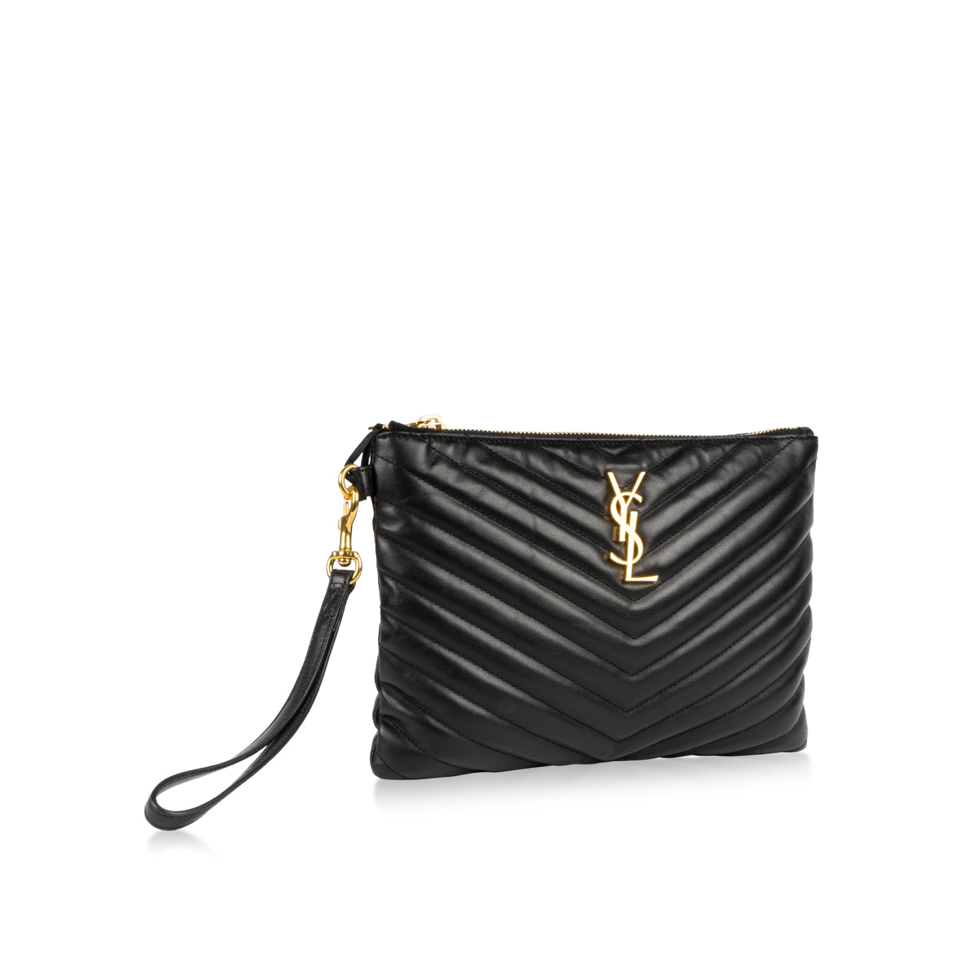 Saint Laurent Chevron Stitched Pouch