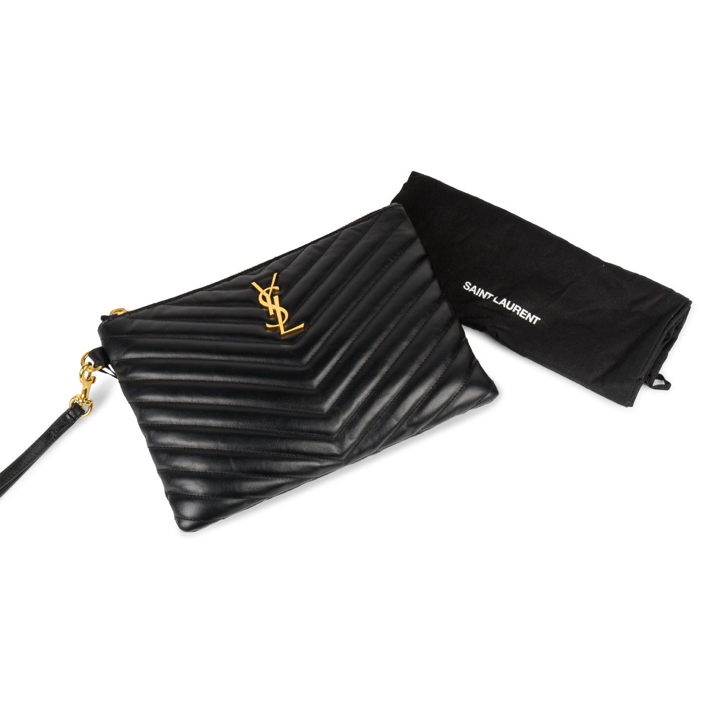Saint Laurent Chevron Stitched Pouch