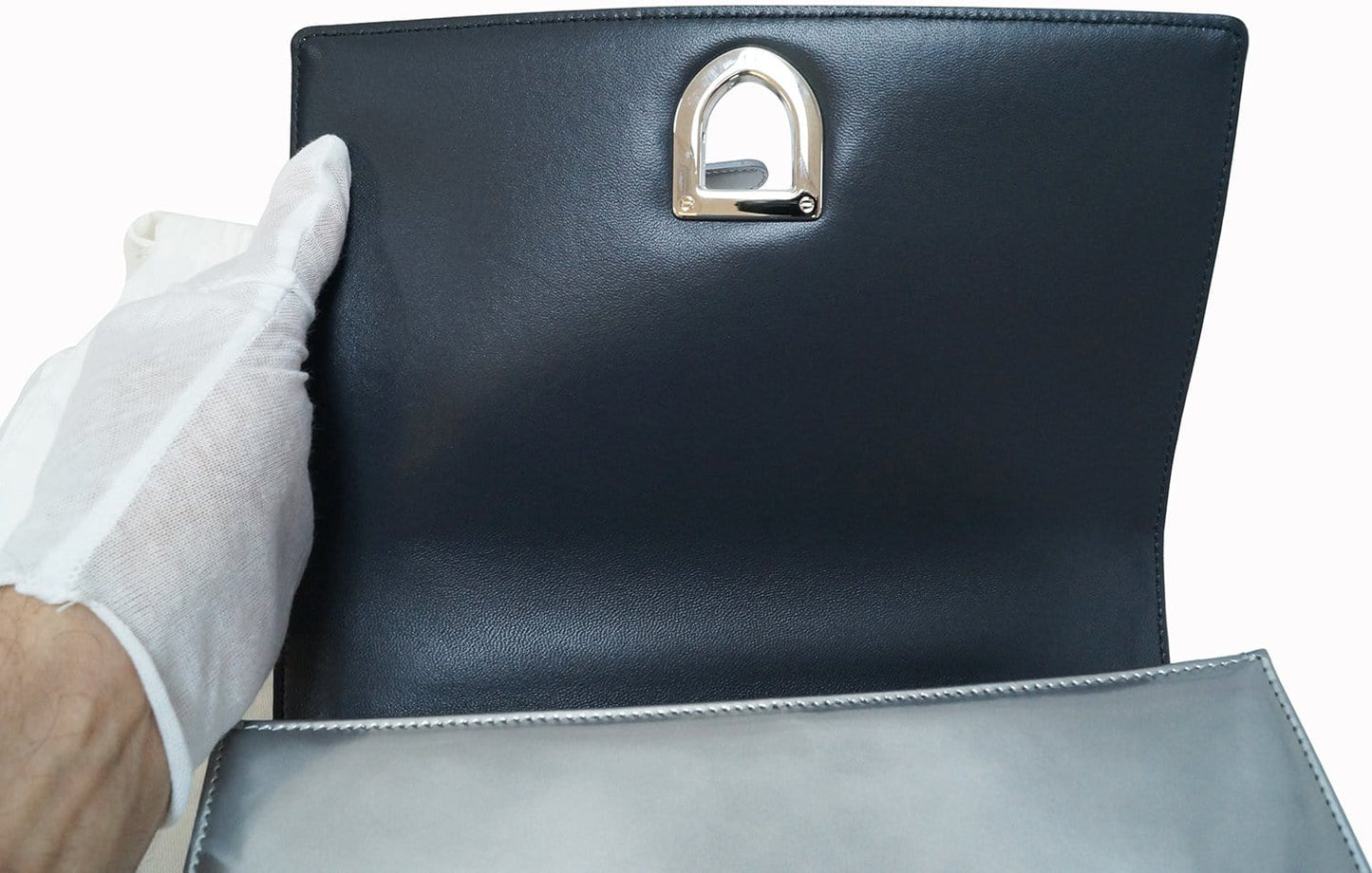 CHRISTIAN DIOR Handbags - Diorama Silver Perforated Leather Bag