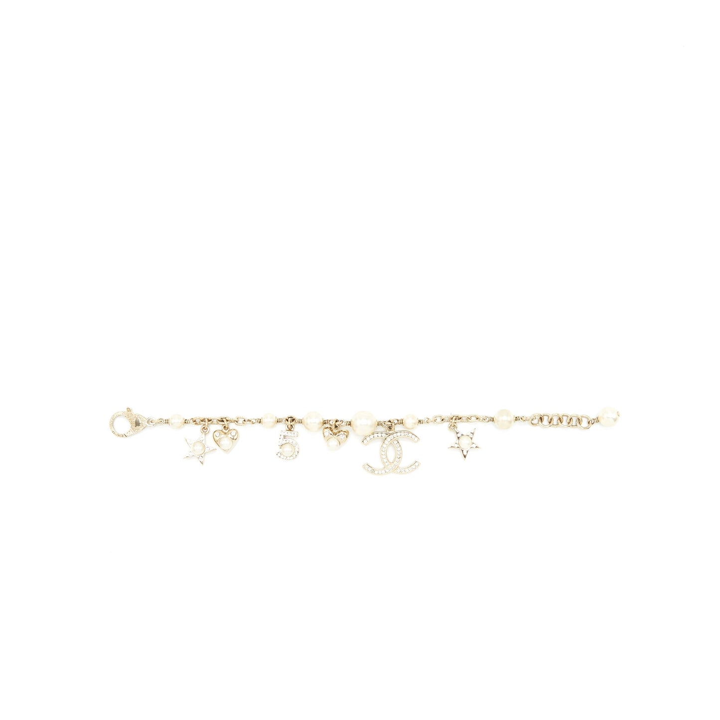 Chanel Heart/Pearl/Crystal Drop Bracelet L
