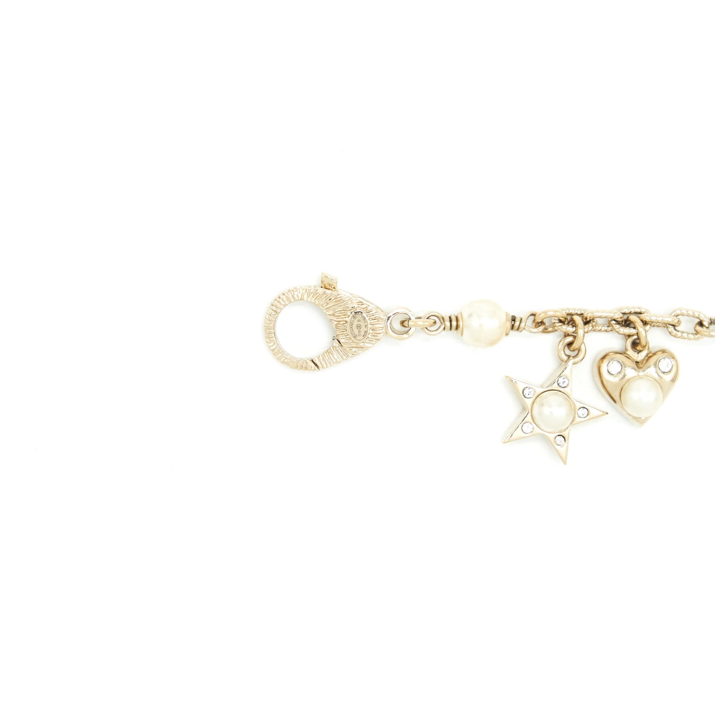 Chanel Heart/Pearl/Crystal Drop Bracelet L