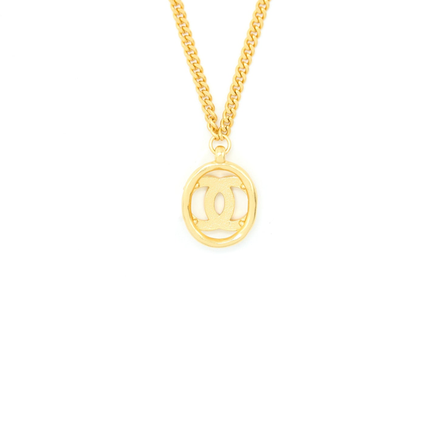 Chanel Round CC Logo Necklace Crystal Gold Tone